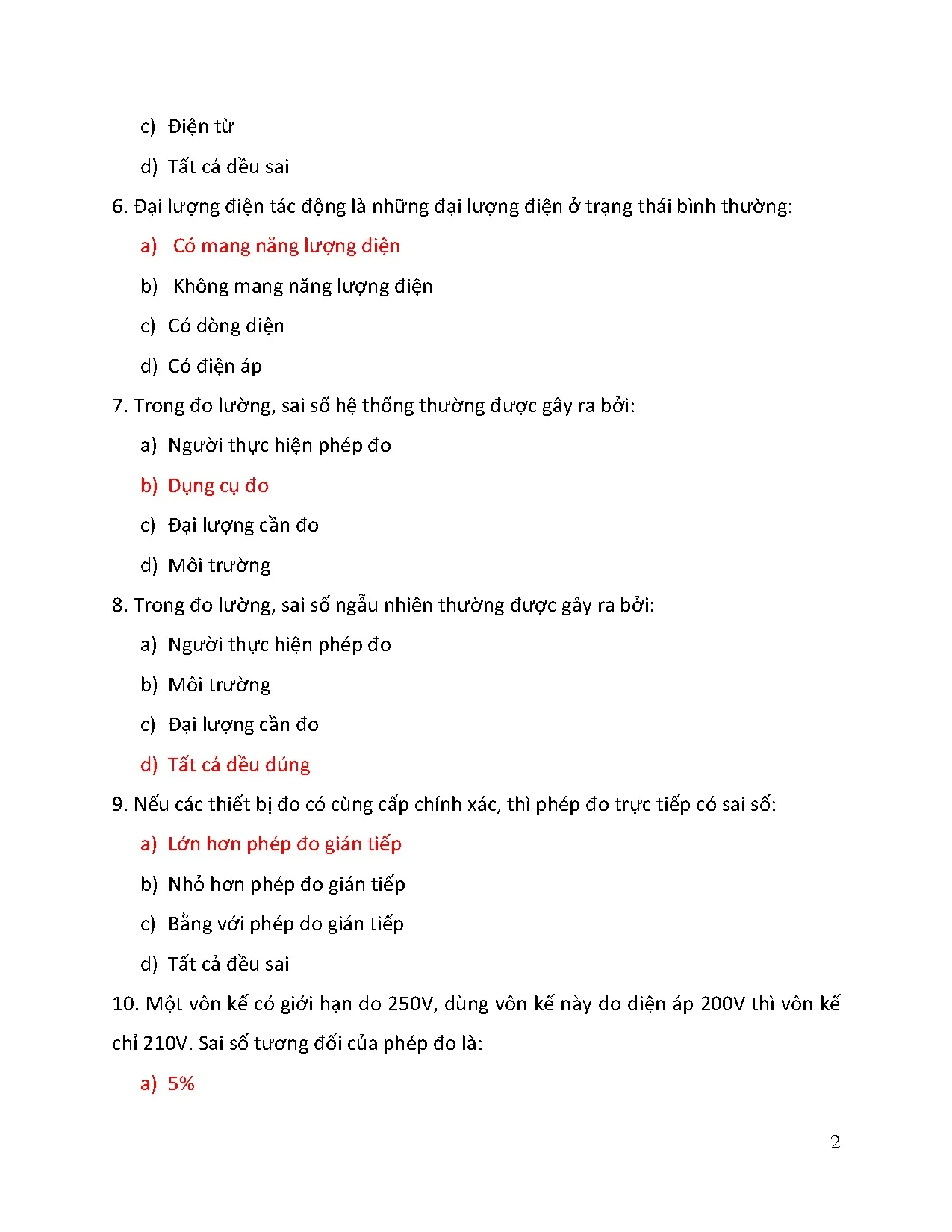 Bộ ngân hàng câu hỏi trắc nghiệm - Trang 2