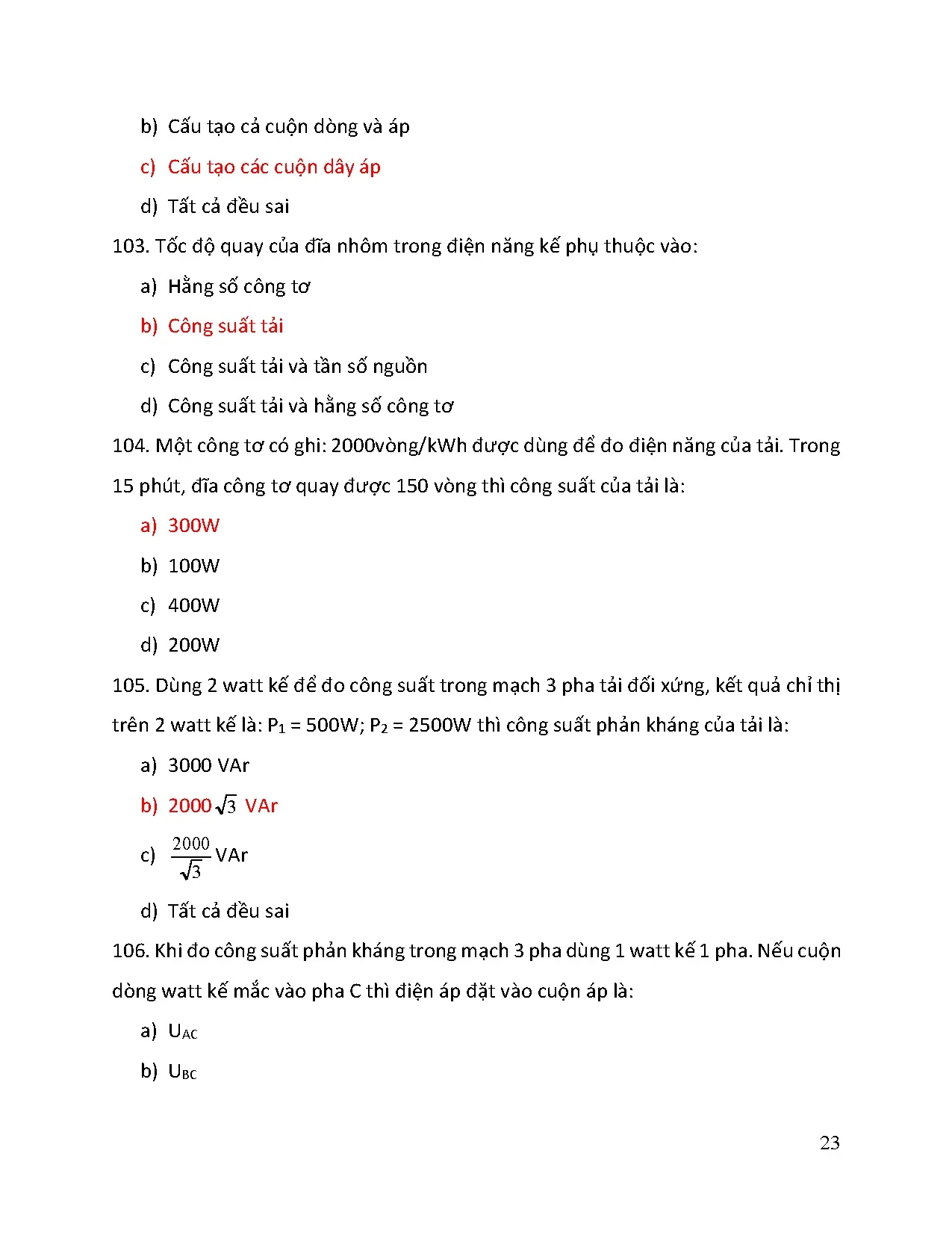 Bộ ngân hàng câu hỏi trắc nghiệm - Trang 23