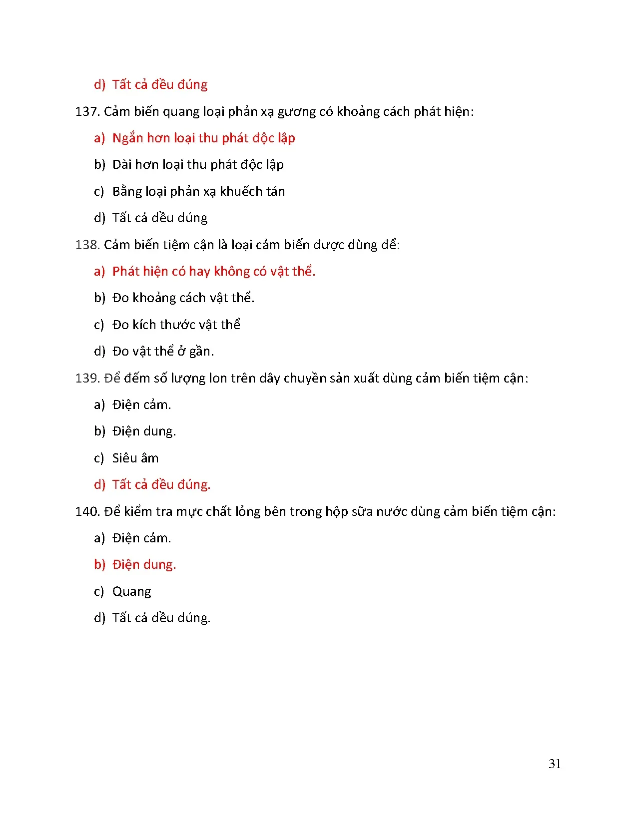 Bộ ngân hàng câu hỏi trắc nghiệm - Trang 31