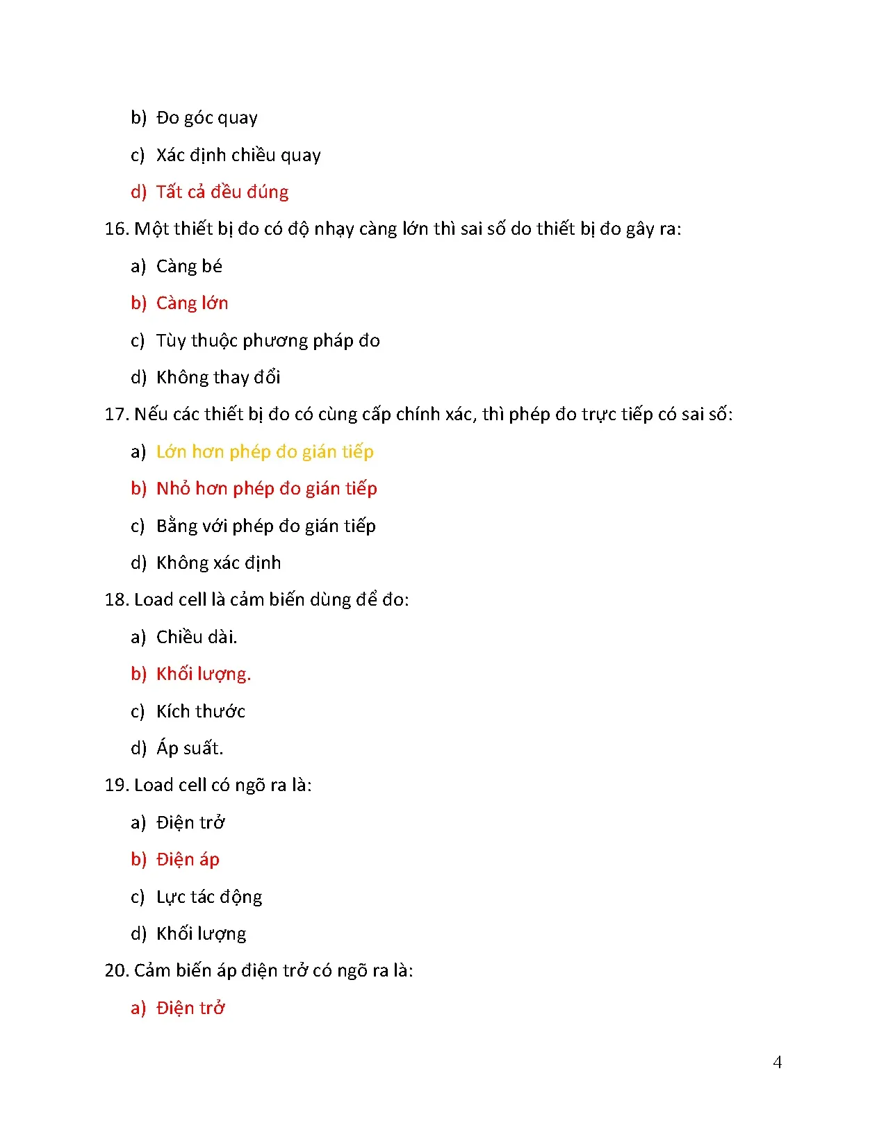 Bộ ngân hàng câu hỏi trắc nghiệm - Trang 4