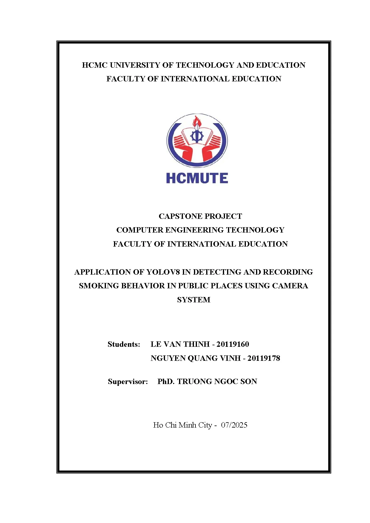 Đồ án tốt nghiệp - Application of yolov8 in detecting and recording smoking behavior in public PUCS