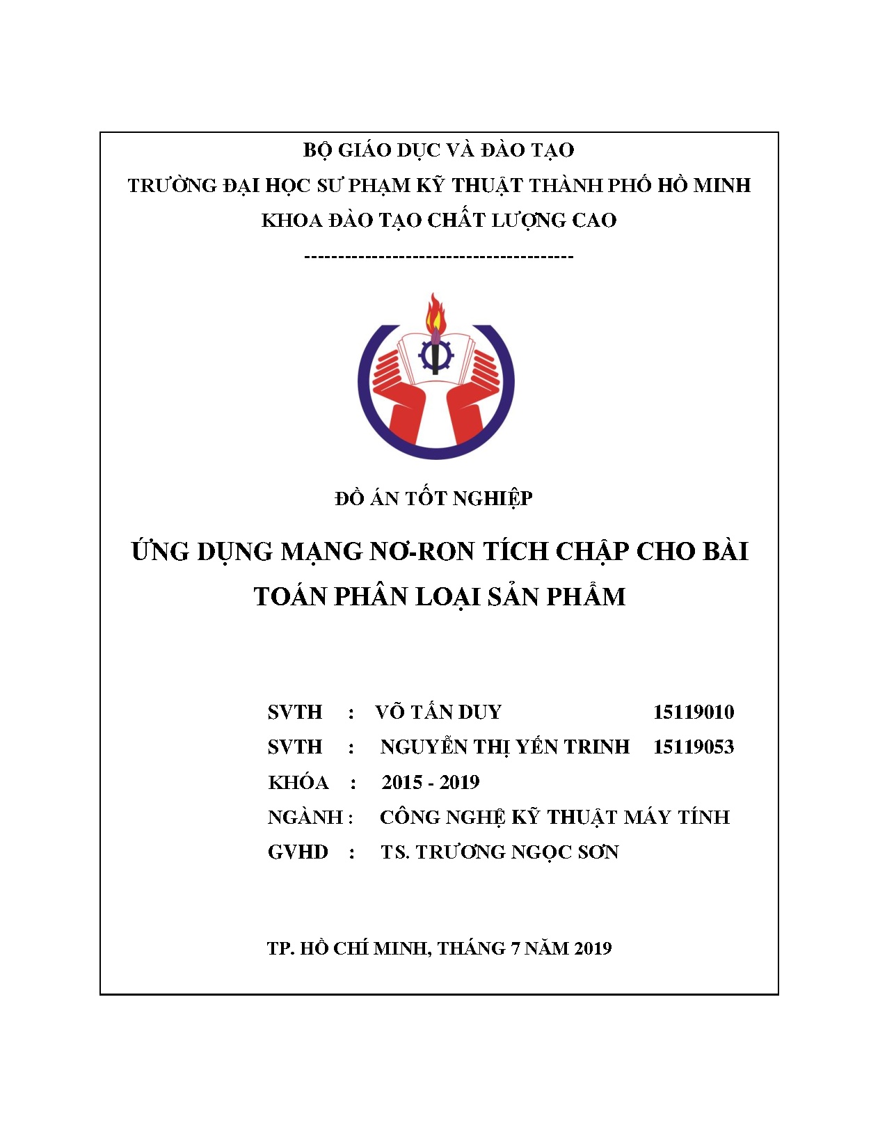 Đồ án tốt nghiệp - Ứng dụng mạng nơ ron tích chập cho bài toán phân loại sản phẩm