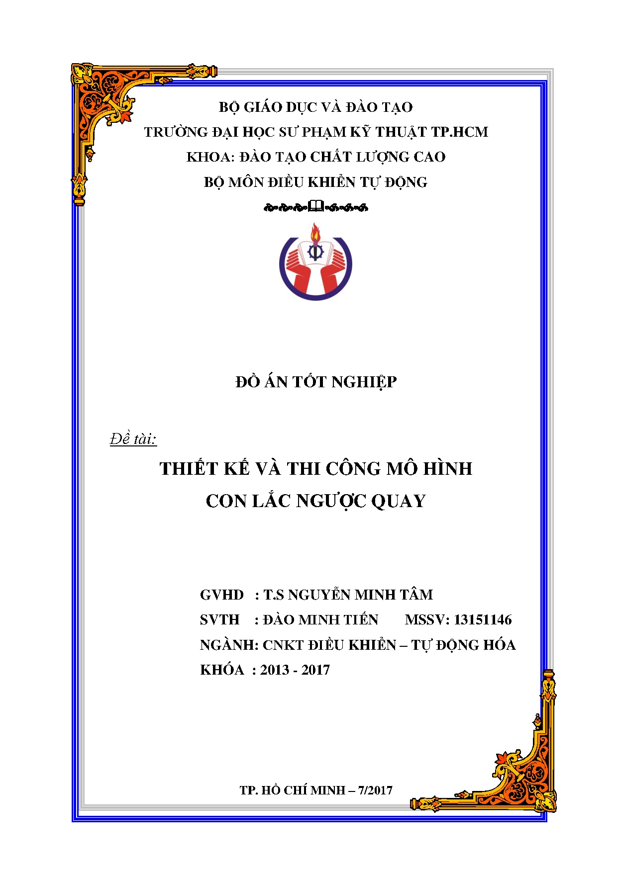 Đồ án tốt nghiệp - Thiết kế và thi công mô hình con lắc quay ngược