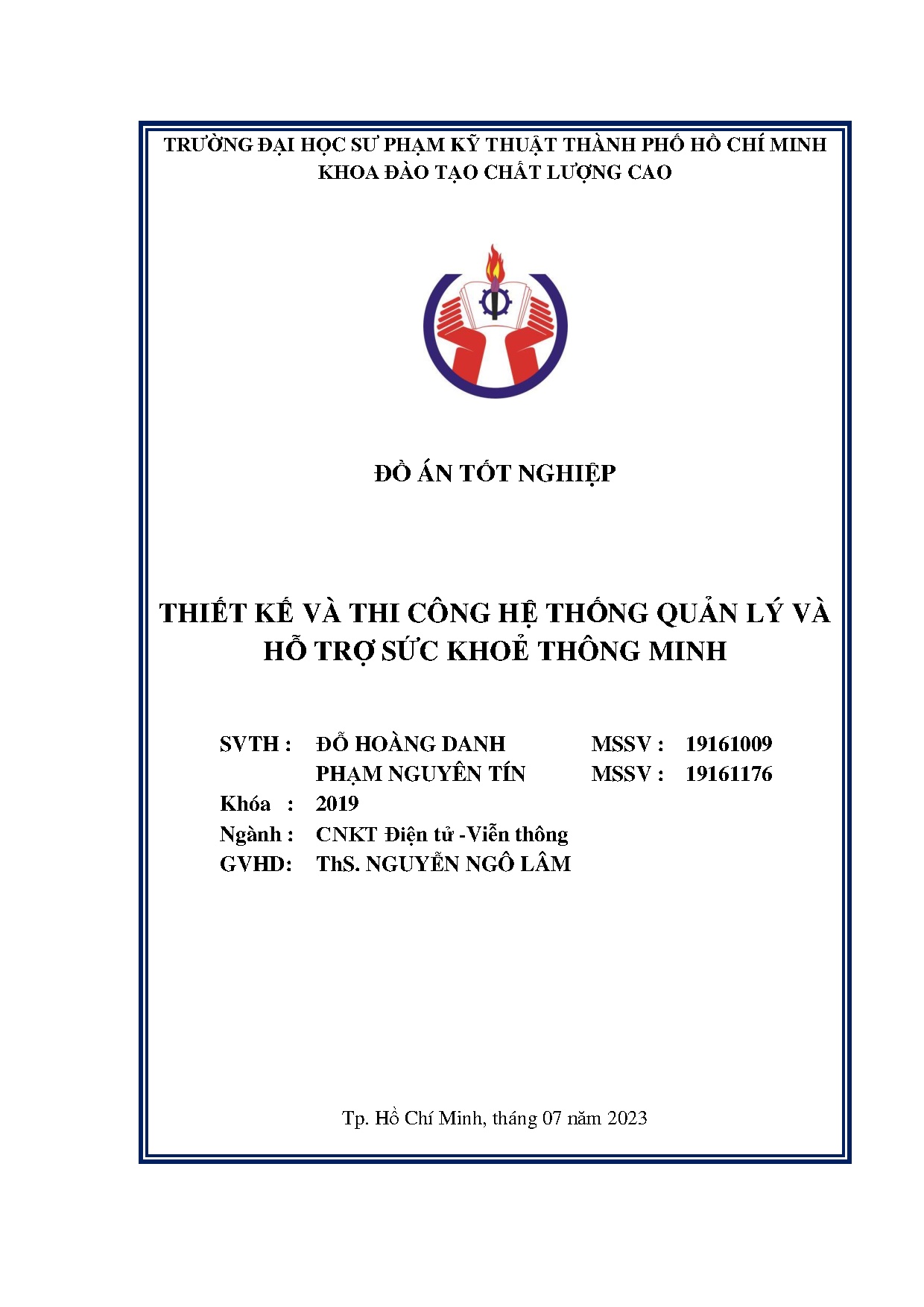 Đồ án tốt nghiệp - Thiết kế và thi công hệ thống quản lý và hỗ trợ sức khỏe thông minh
