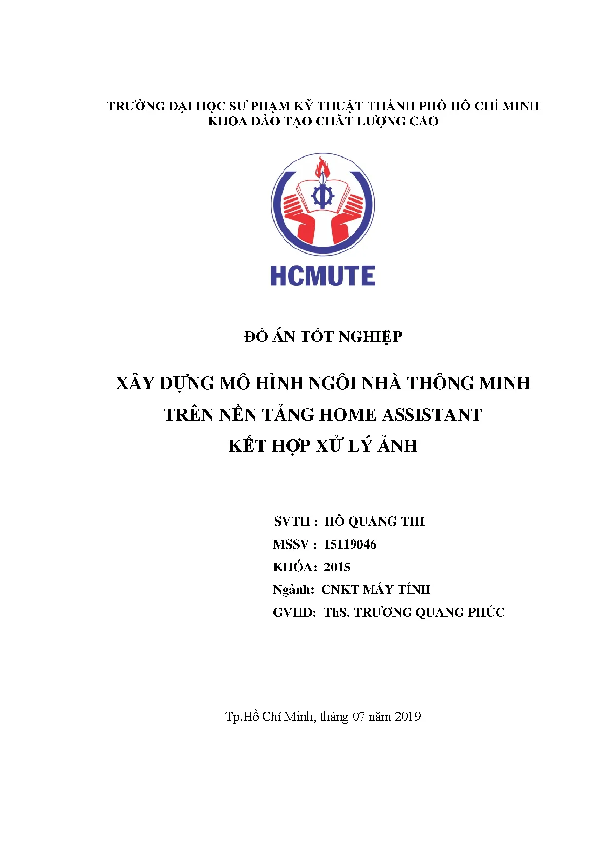 Đồ án tốt nghiệp - Xây dựng mô hình ngôi nhà thông minh trên nền tảng Home Assistant kết hợp xử lý Ả