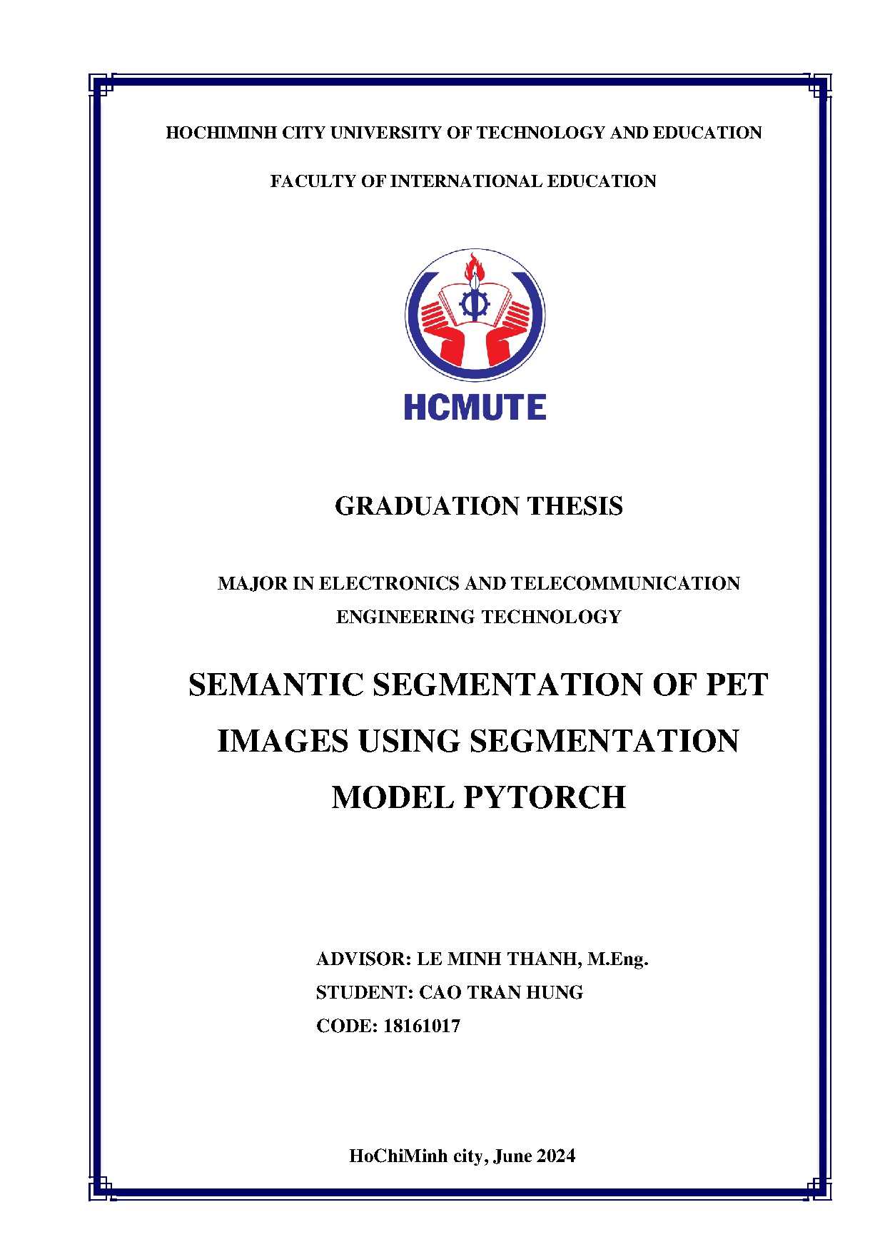 Đồ án tốt nghiệp - Semantic Segmentation Of Pet Images Using Segmentation Model Pytorch