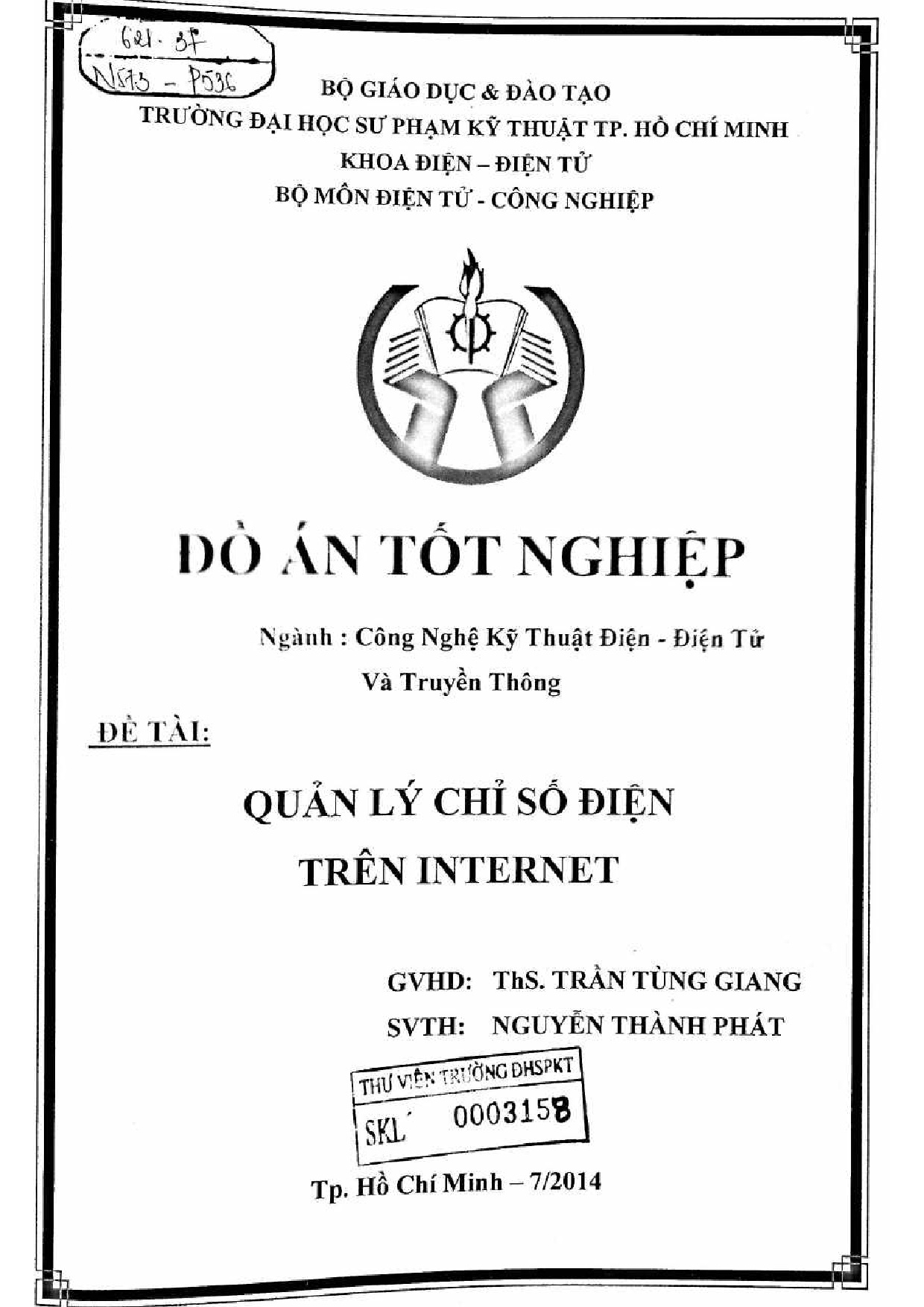 Đồ án tốt nghiệp - Quản lý chỉ số điện trên Internet