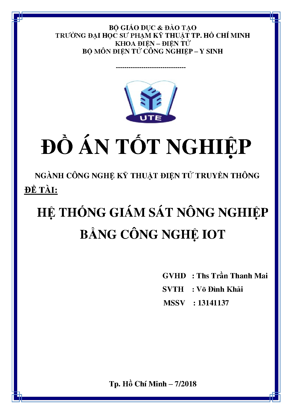 Đồ án tốt nghiệp - Hệ thống giám sát nông nghiệp bằng công nghệ IoT