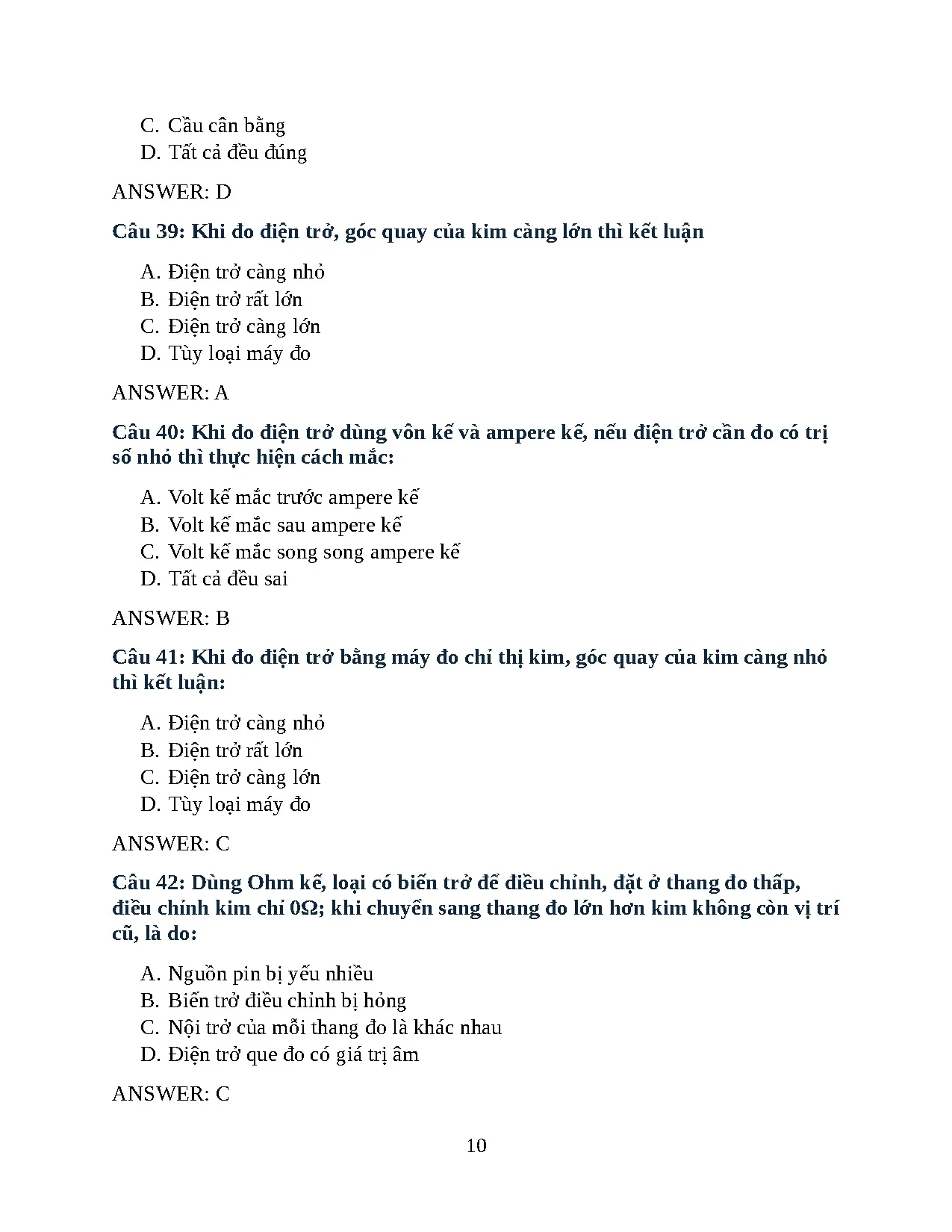 Trắc nghiệm chương 4 đo lường - Trang 10