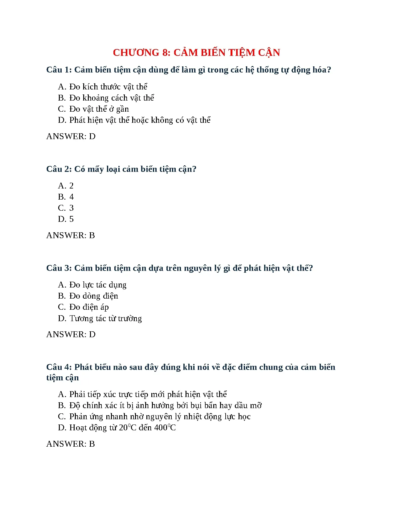 Trắc nghiệm chương 8 đo lường