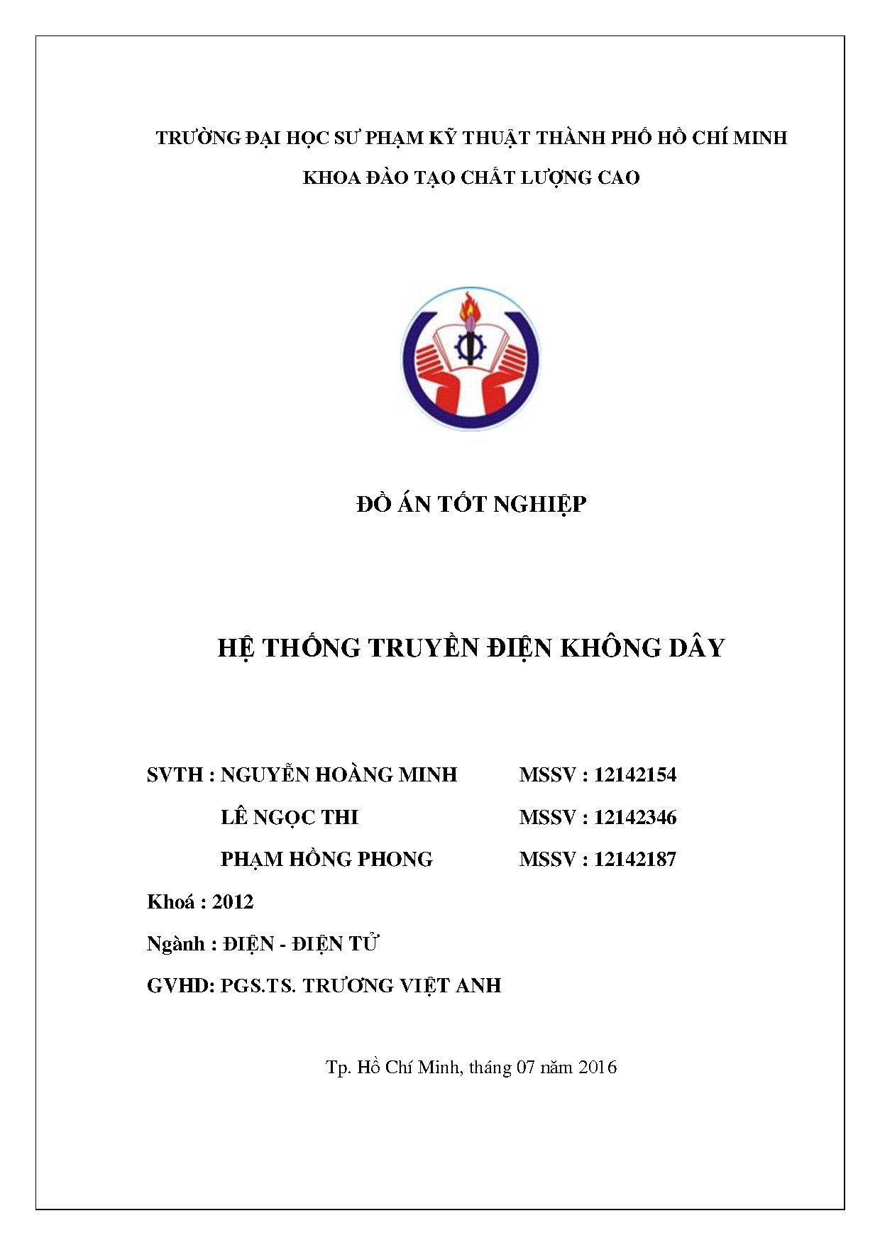 Đồ án tốt nghiệp - Hệ thống truyền điện không dây