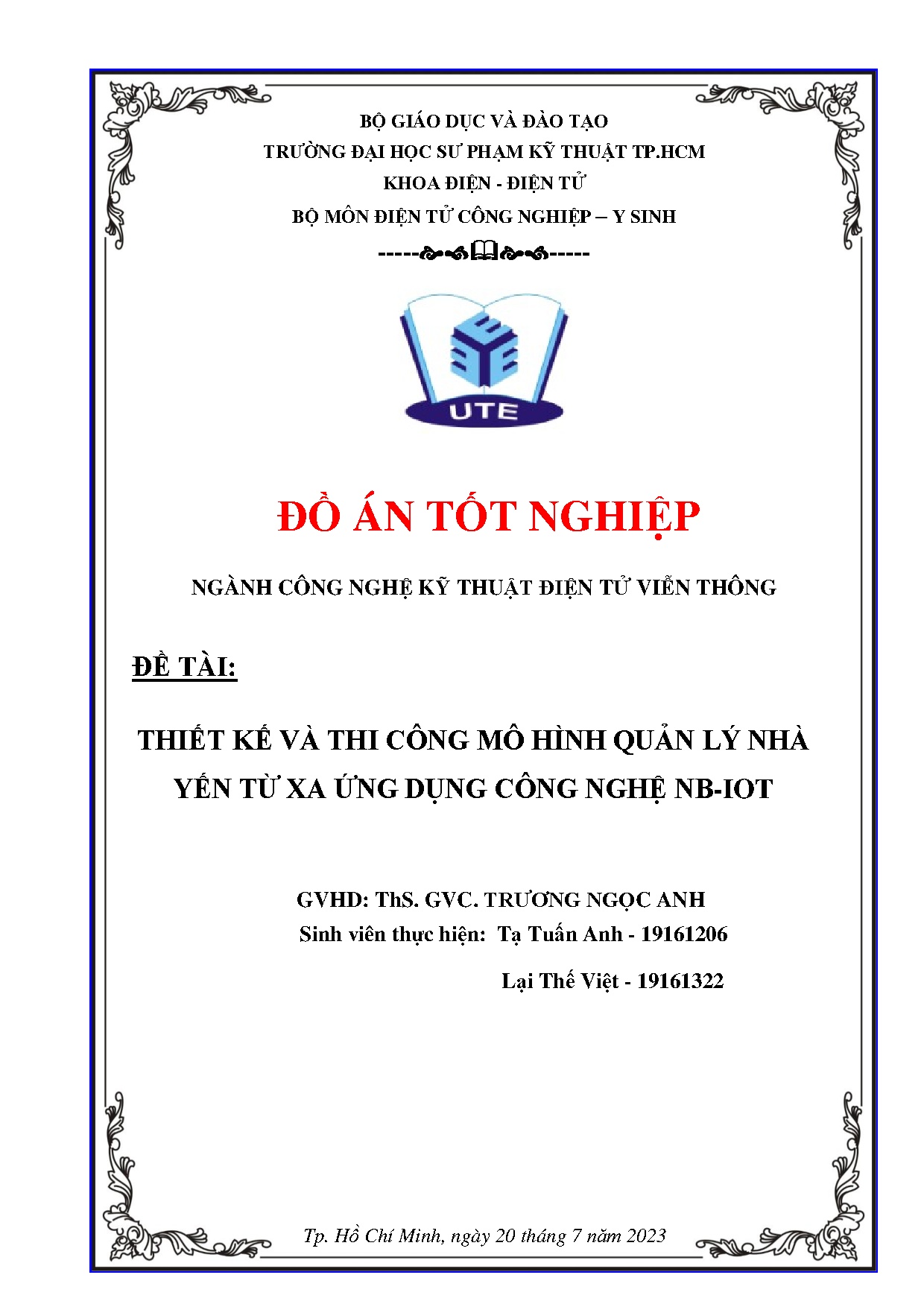 Đồ án tốt nghiệp - Thiết kế và thi công mô hình quản lý nhà yến từ xa ứng dụng công nghệ NB-Iot