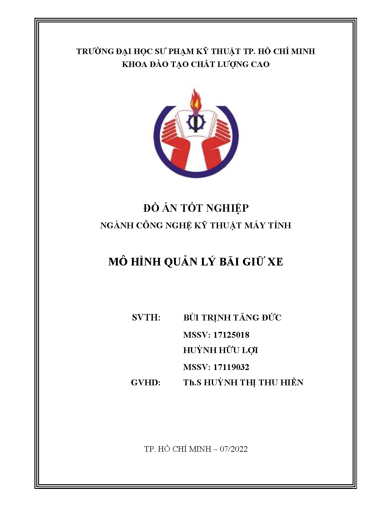 Đồ án tốt nghiệp - Mô hình quản lý bãi giữ xe