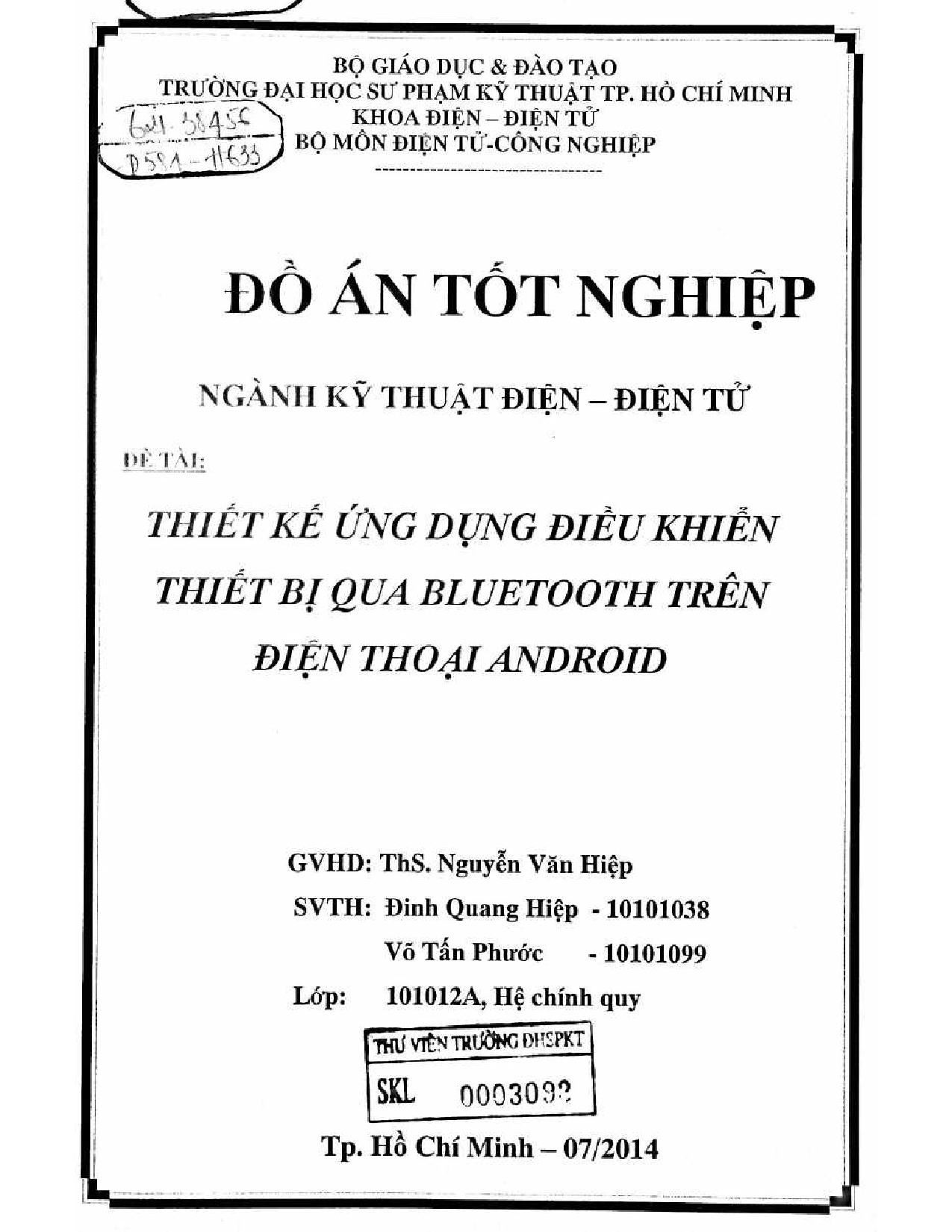 Đồ án tốt nghiệp - Thiết kế ứng dụng điều khiển thiết bị qua Bluetooth trên điện thoại Android