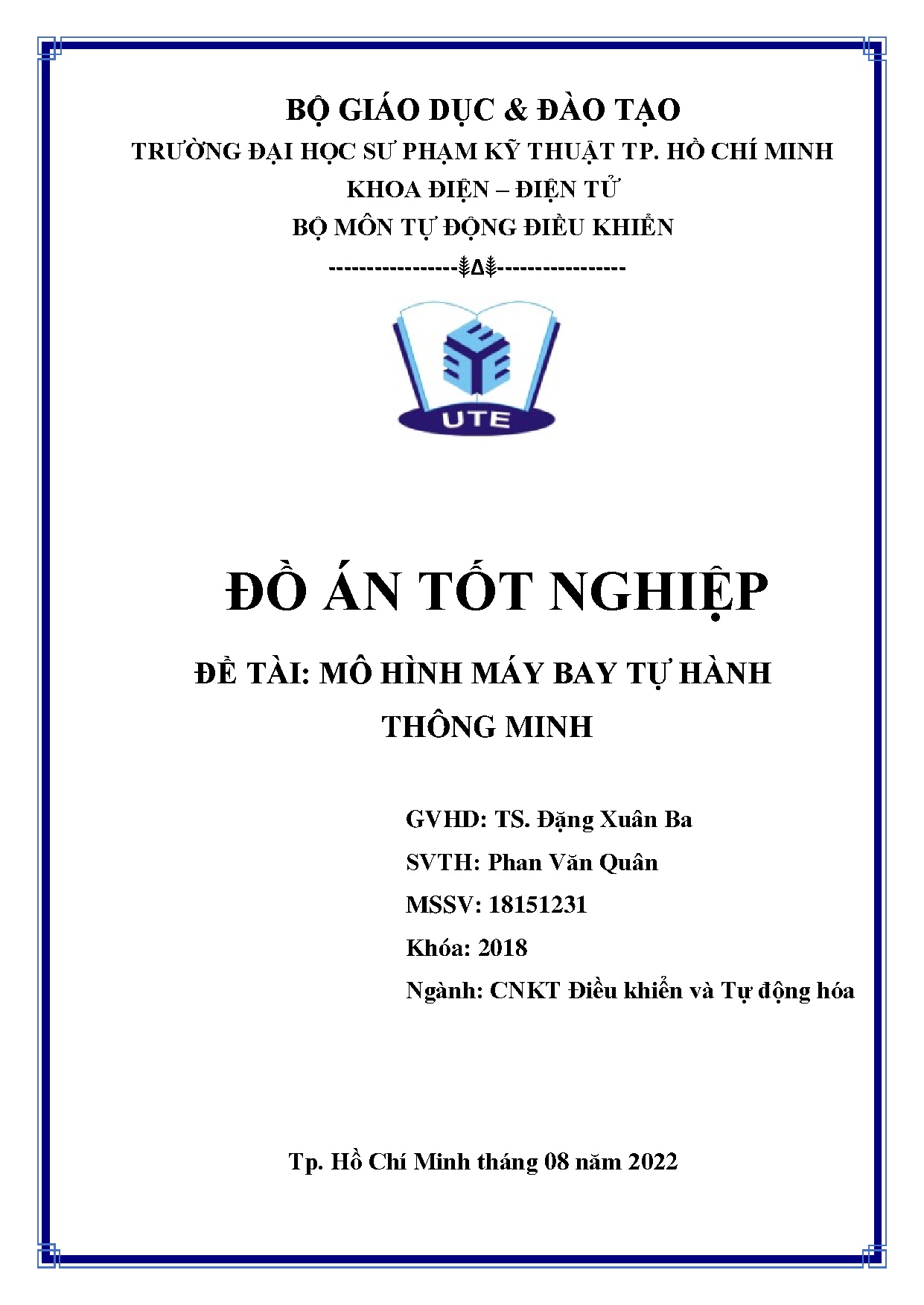 Đồ án tốt nghiệp - Mô hình máy bay tự hành thông minh