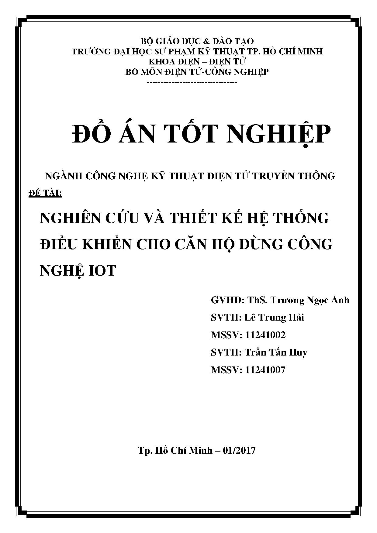 Đồ án tốt nghiệp - Nghiên cứu và thiết kế hệ thống điều khiển cho căn hộ dùng công nghệ IoT