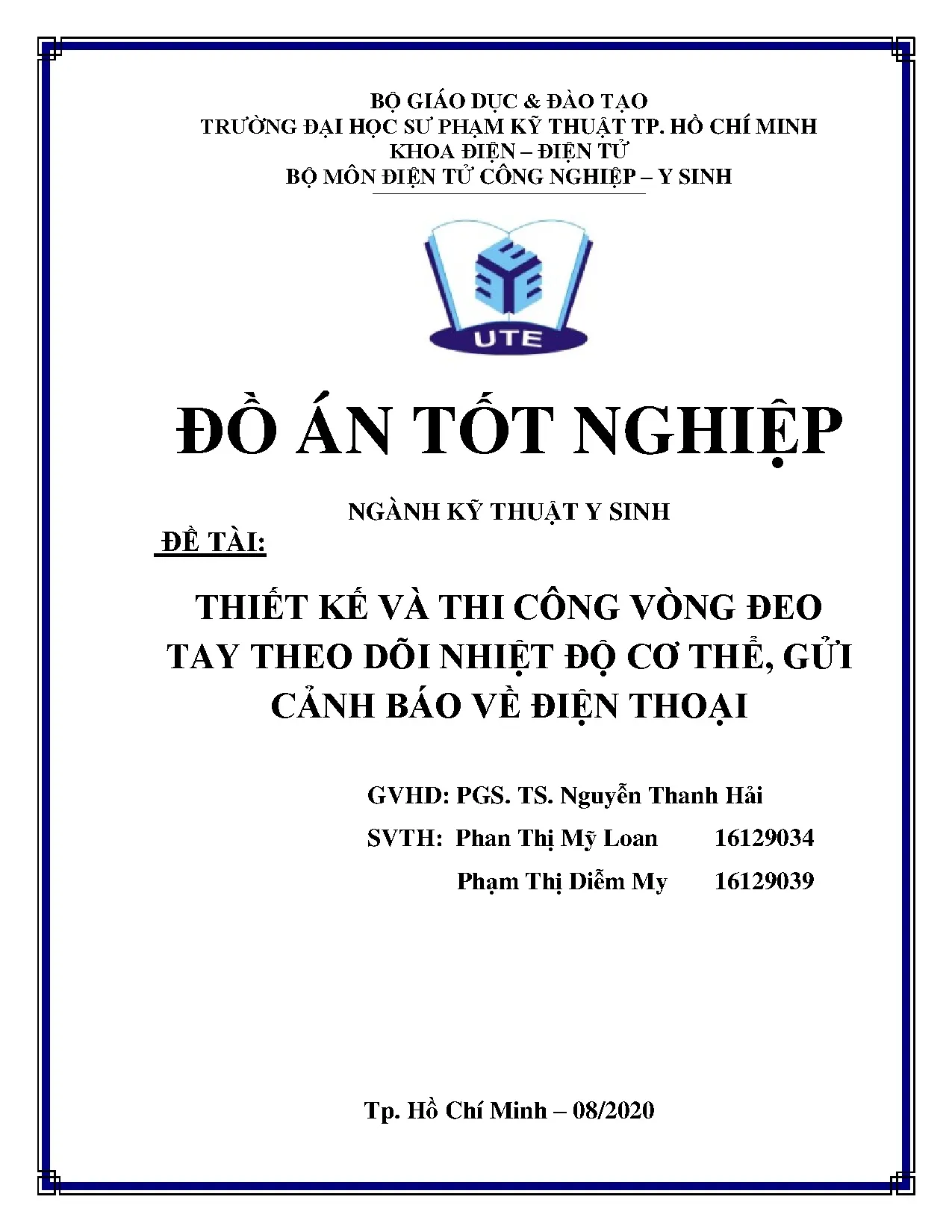 Đồ án tốt nghiệp - Thiết kế và thi công vòng đeo tay theo dõi nhiệt độ cơ thể, gửi cảnh báo về ĐT