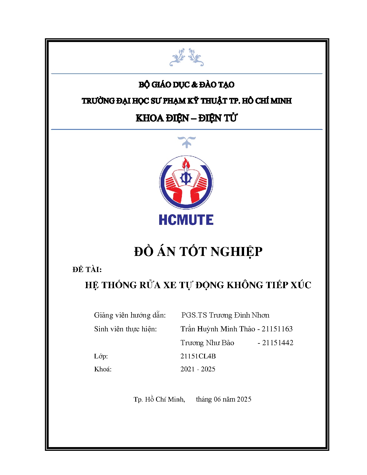 Đồ án tốt nghiệp - Hệ thống rửa xe tự động không tiếp xúc