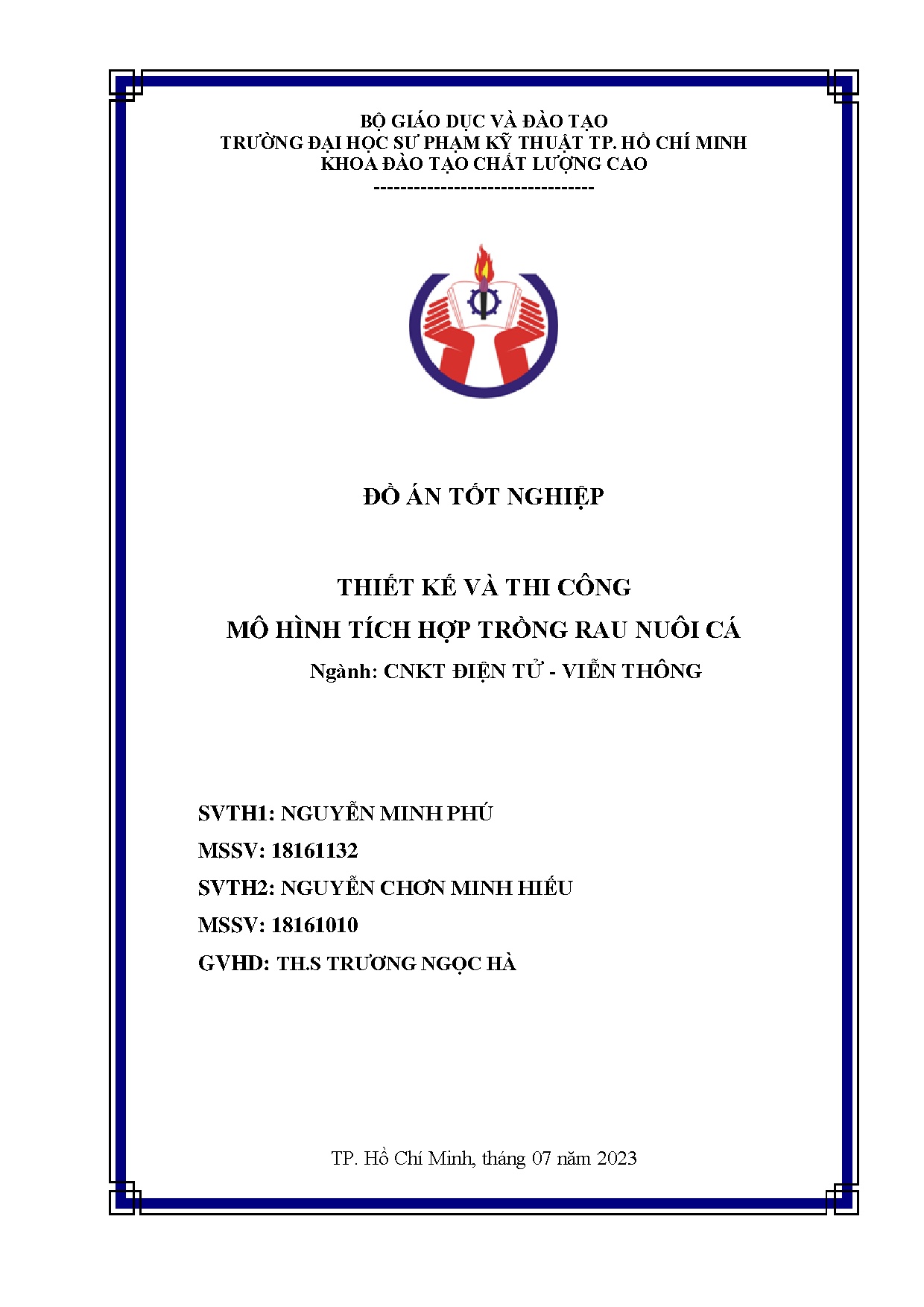 Đồ án tốt nghiệp - Thiết kế và thi công mô hình tích hợp trồng rau nuôi cá