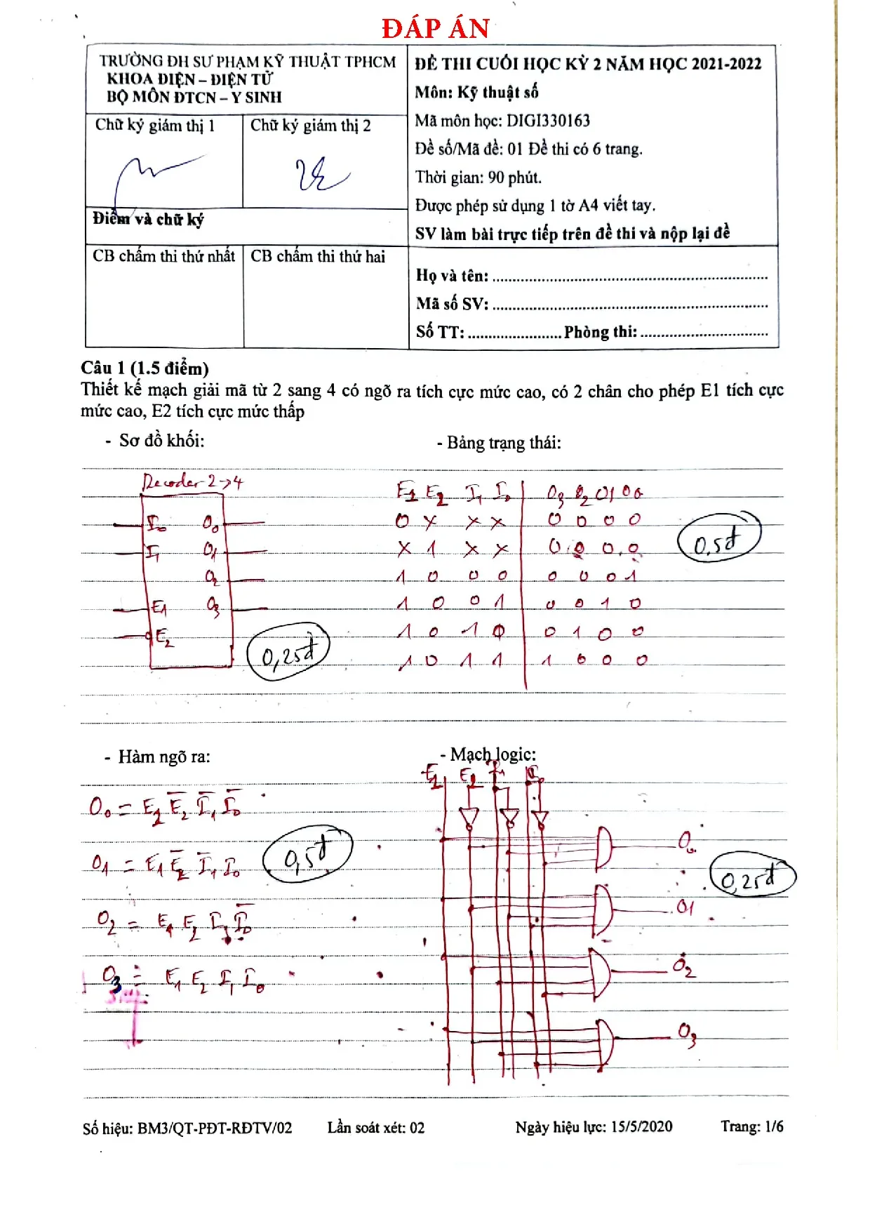 ĐÁP ÁN ĐỀ THI KTS 21-22