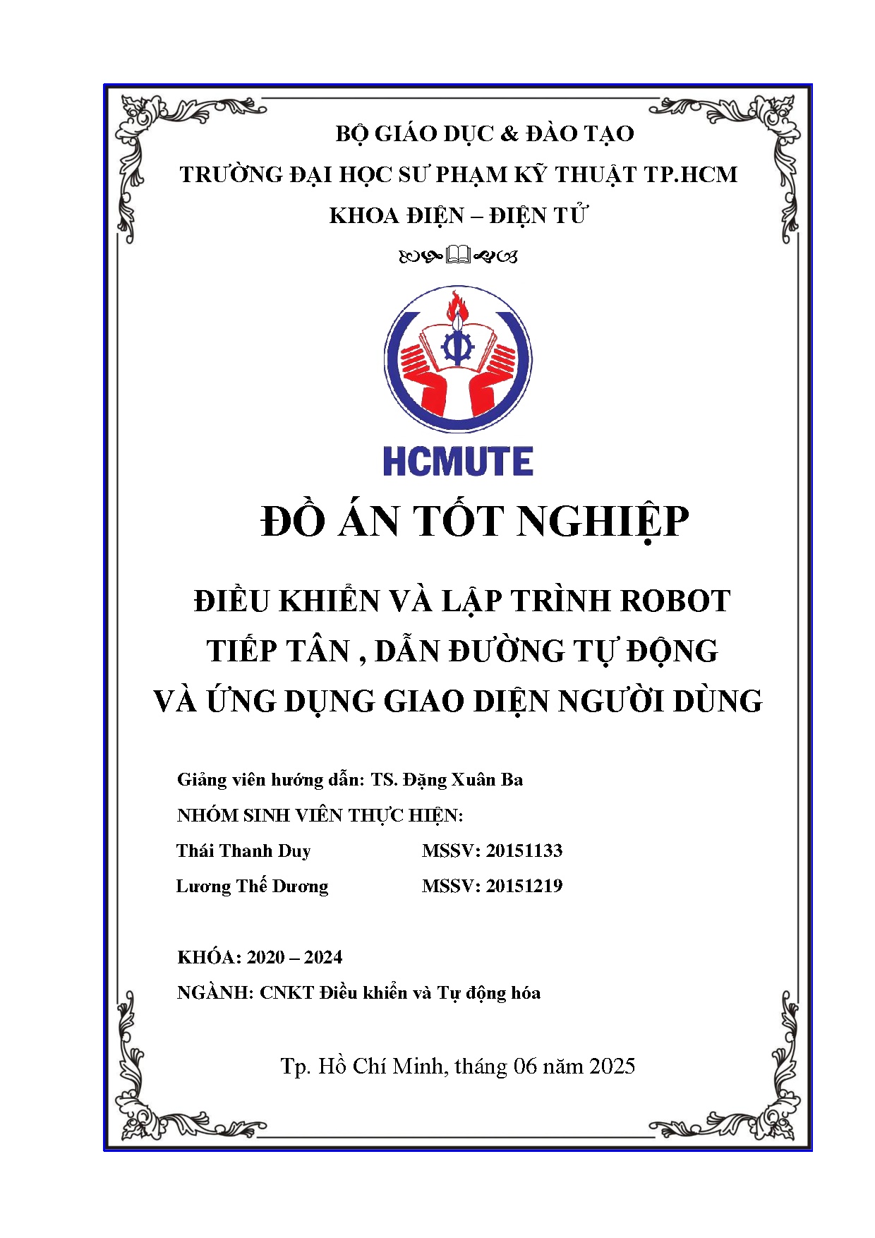 Đồ án tốt nghiệp - Điều khiển và lập trình robot tiếp tân, dẫn đường tự động và ứng dụng giao DND