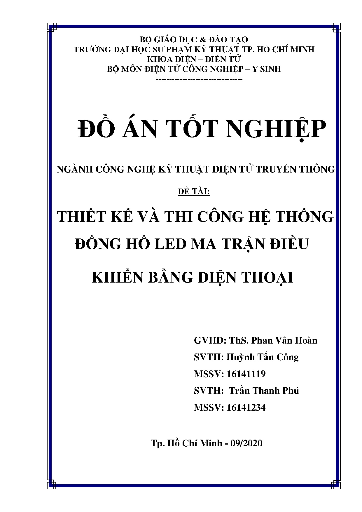 Đồ án tốt nghiệp - Thiết kế và thi công hệ thống đồng hồ led ma trận điều khiển bằng điện thoại