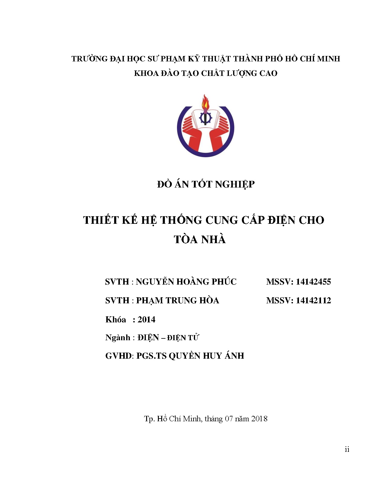 Đồ án tốt nghiệp - Thiết kế hệ thống cung cấp điện cho tòa nhà