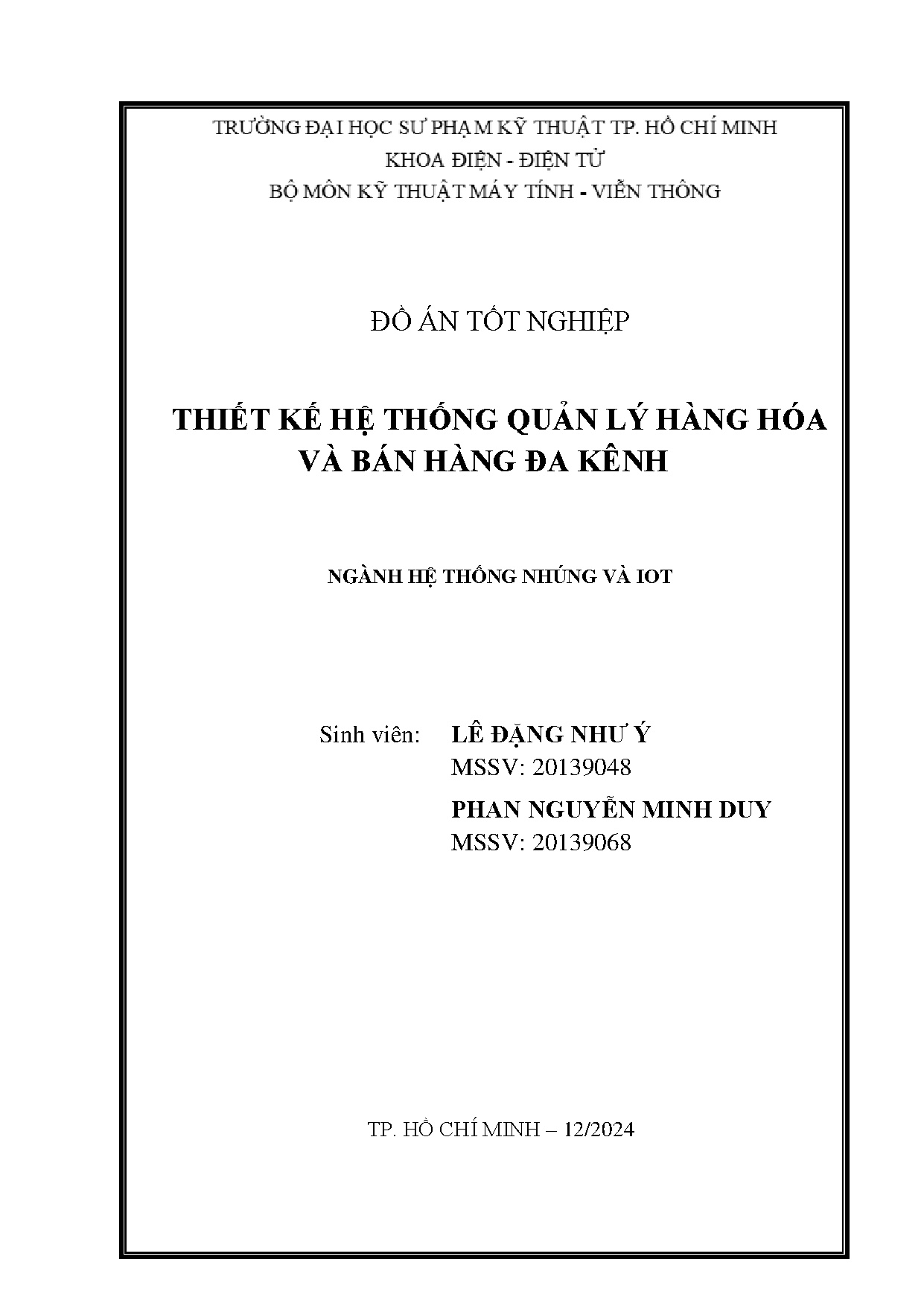 Đồ án tốt nghiệp - Thiết kế hệ thống quản lý hàng hóa và bán hàng đa kênh