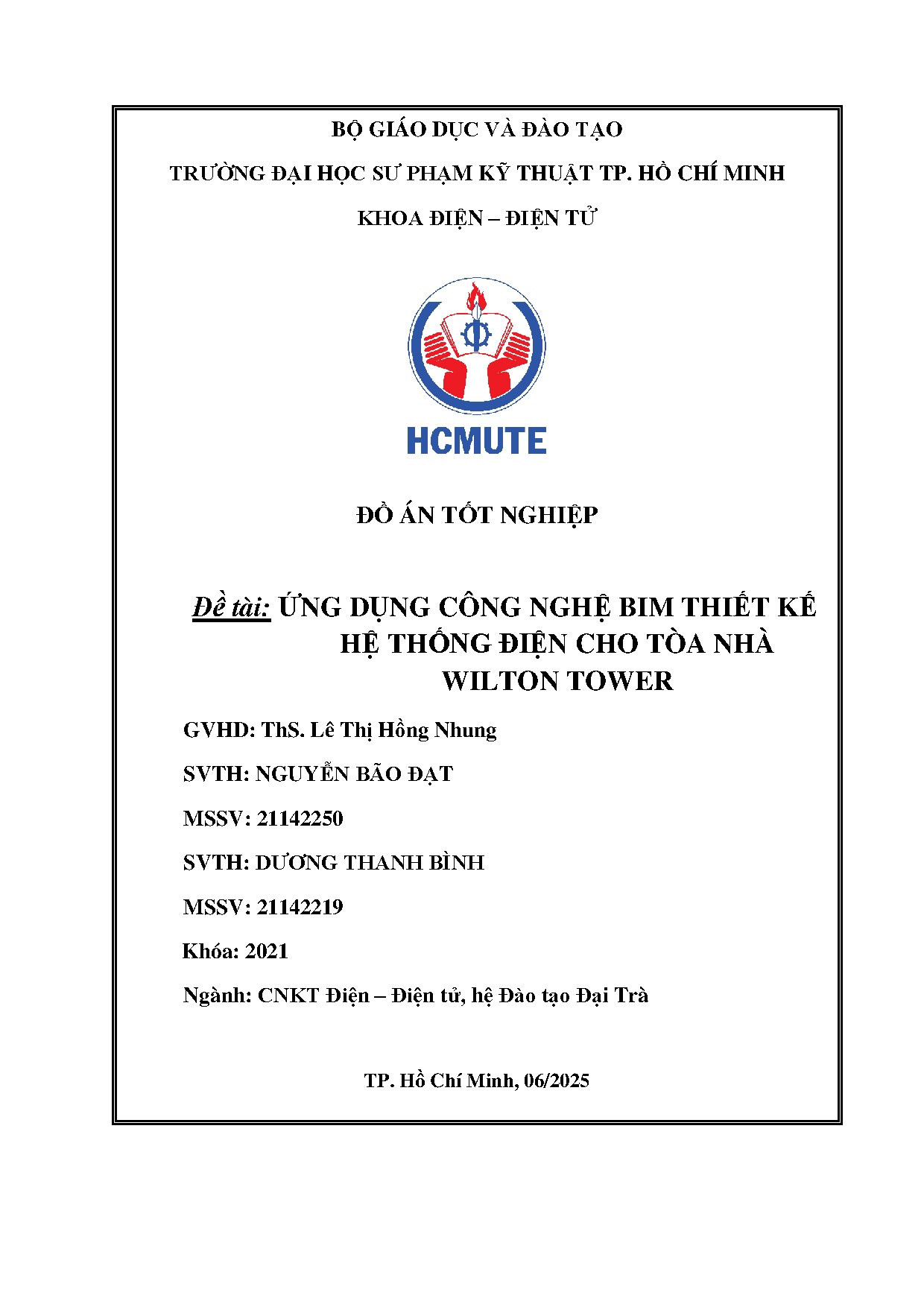 Đồ án tốt nghiệp - Ứng dụng công nghệ BIM thiết kế hệ thống điện cho tòa nhà Wilton Tower