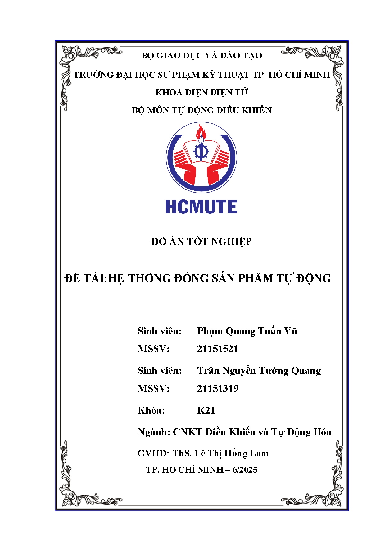 Đồ án tốt nghiệp - Hệ thống đóng gói sản phẩm tự động