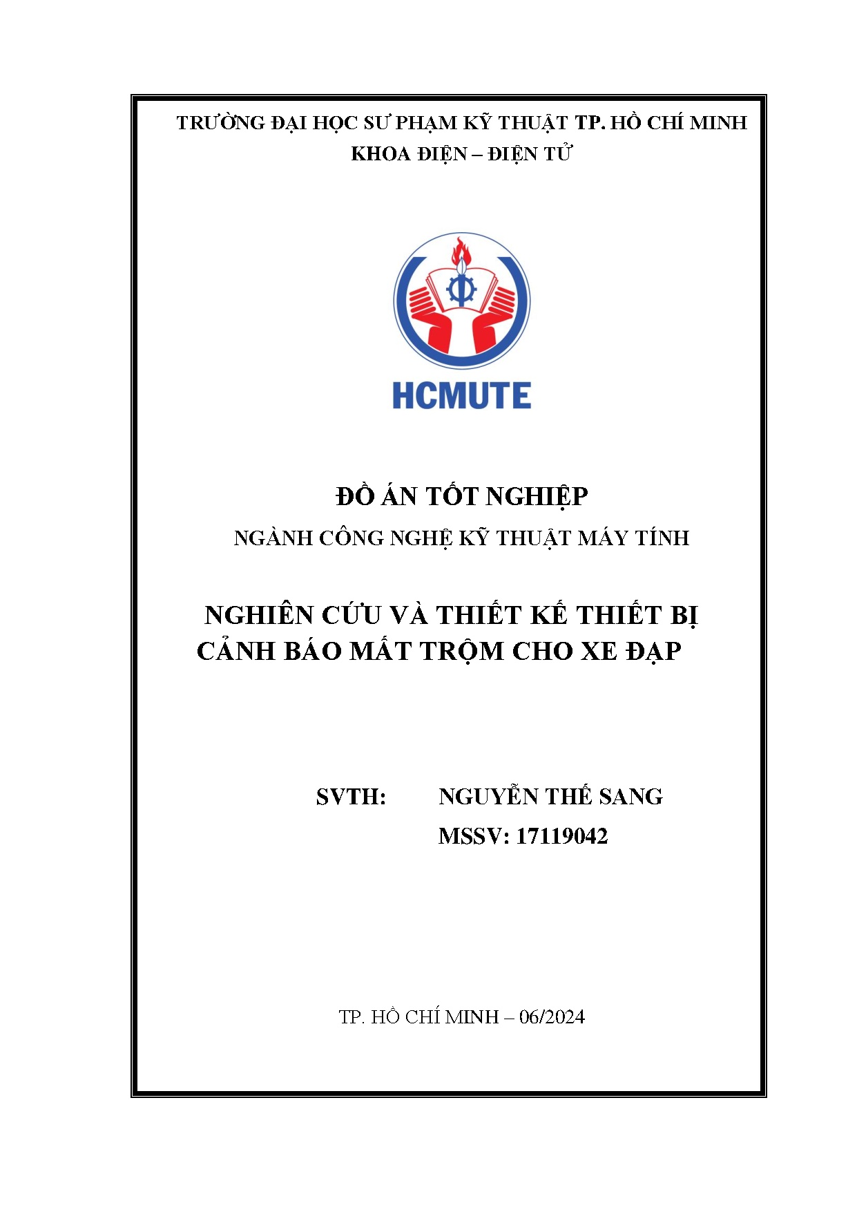 Đồ án tốt nghiệp - Nghiên cứu và thiết kế thiết bị cảnh báo mất trộm cho xe đạp