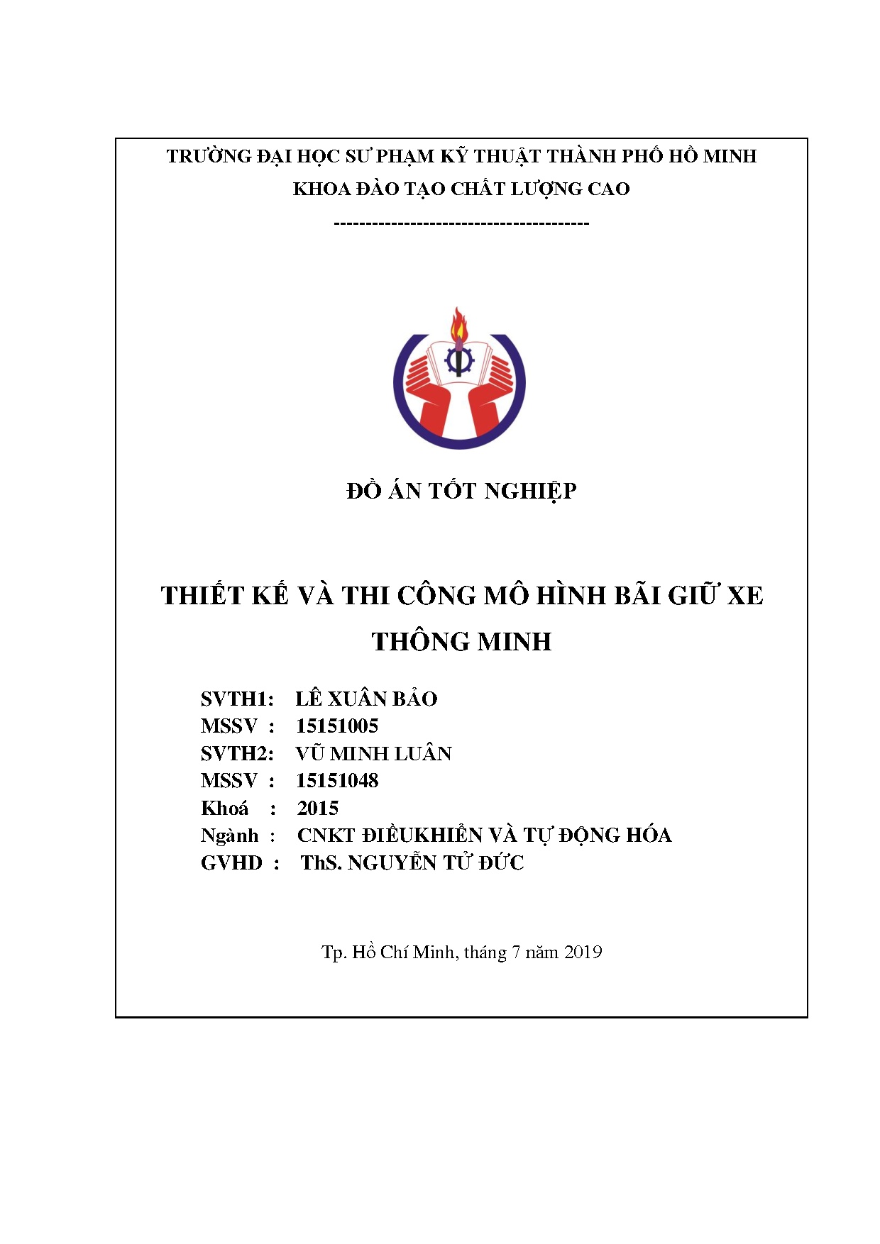 Đồ án tốt nghiệp - Thiết kế và thi công mô hình bãi giữ xe thông minh
