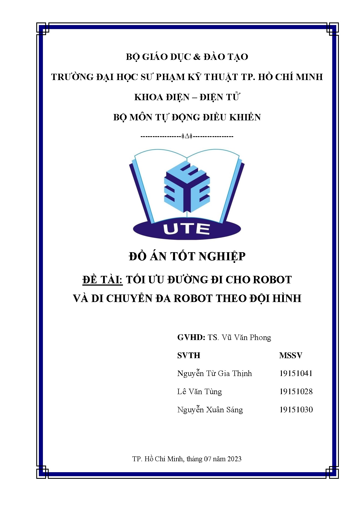 Đồ án tốt nghiệp - Tối ưu đường đi cho robot và di chuyển đa robot theo đội hình