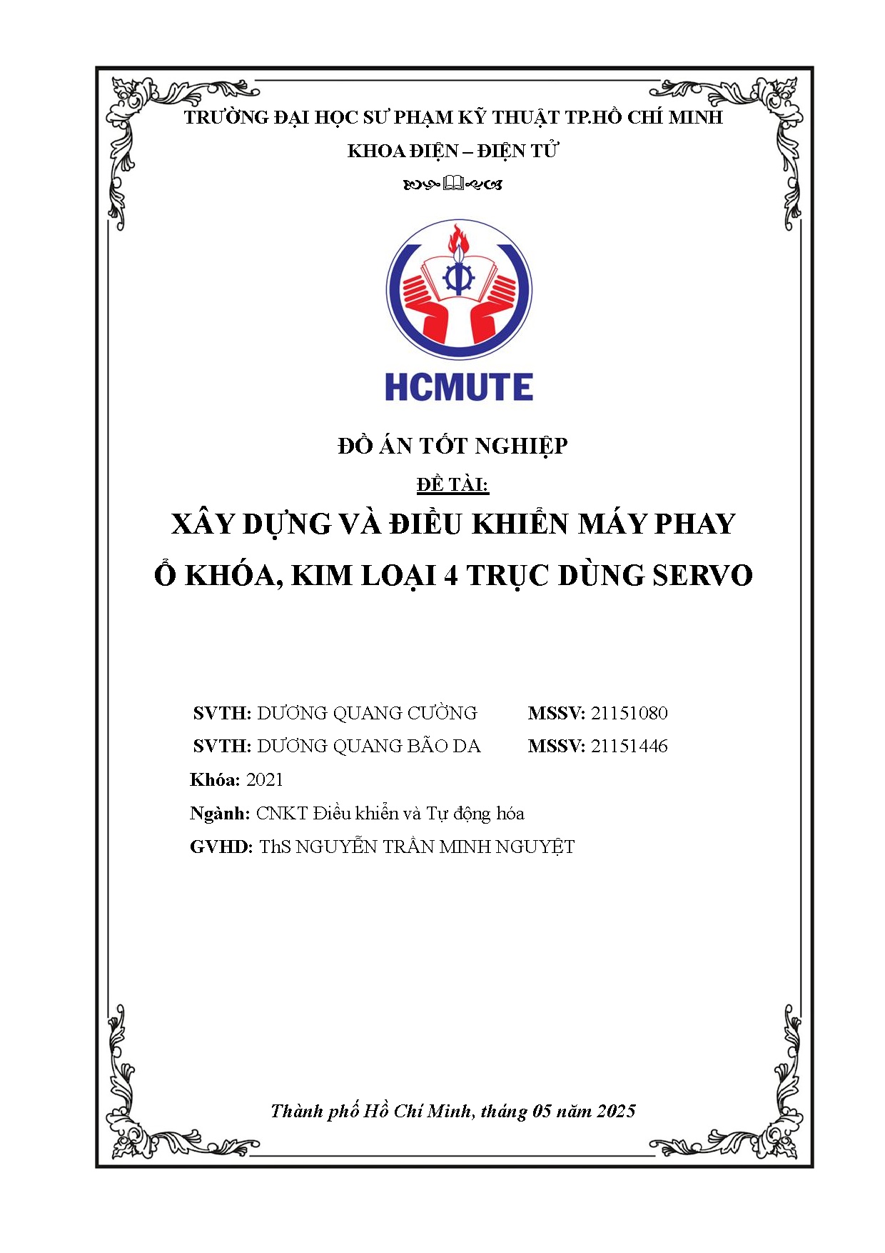 Đồ án tốt nghiệp - Xây dựng và điều khiển máy phay ổ khóa, kim loại 4 trục dùng Servo