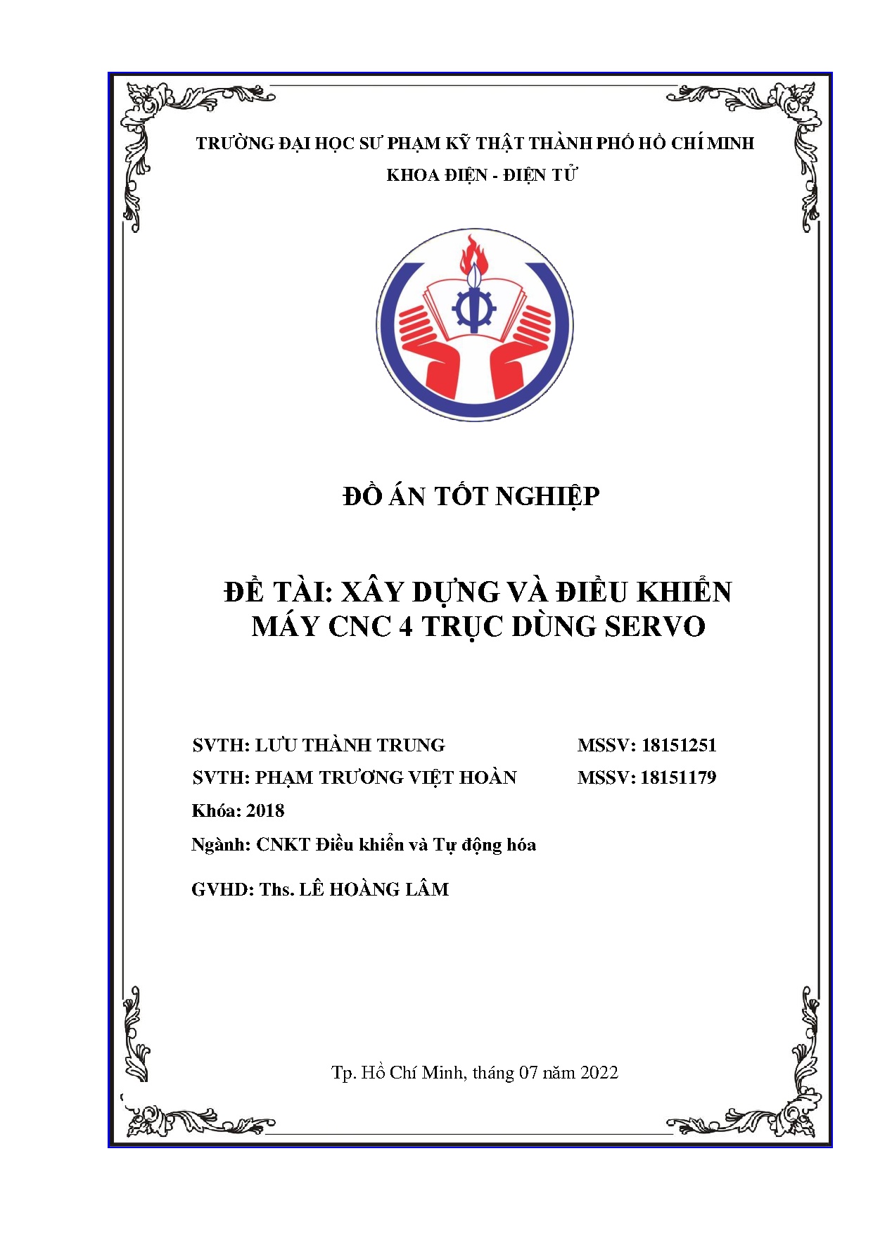 Đồ án tốt nghiệp - Xây dựng và điều khiển máy CNC 4 trục dùng servo: Đồ án tốt nghiệp NCKTĐKVTĐH