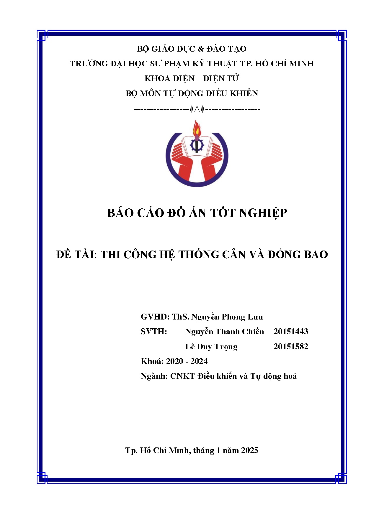 Đồ án tốt nghiệp - Thi công hệ thống cân và đóng bao