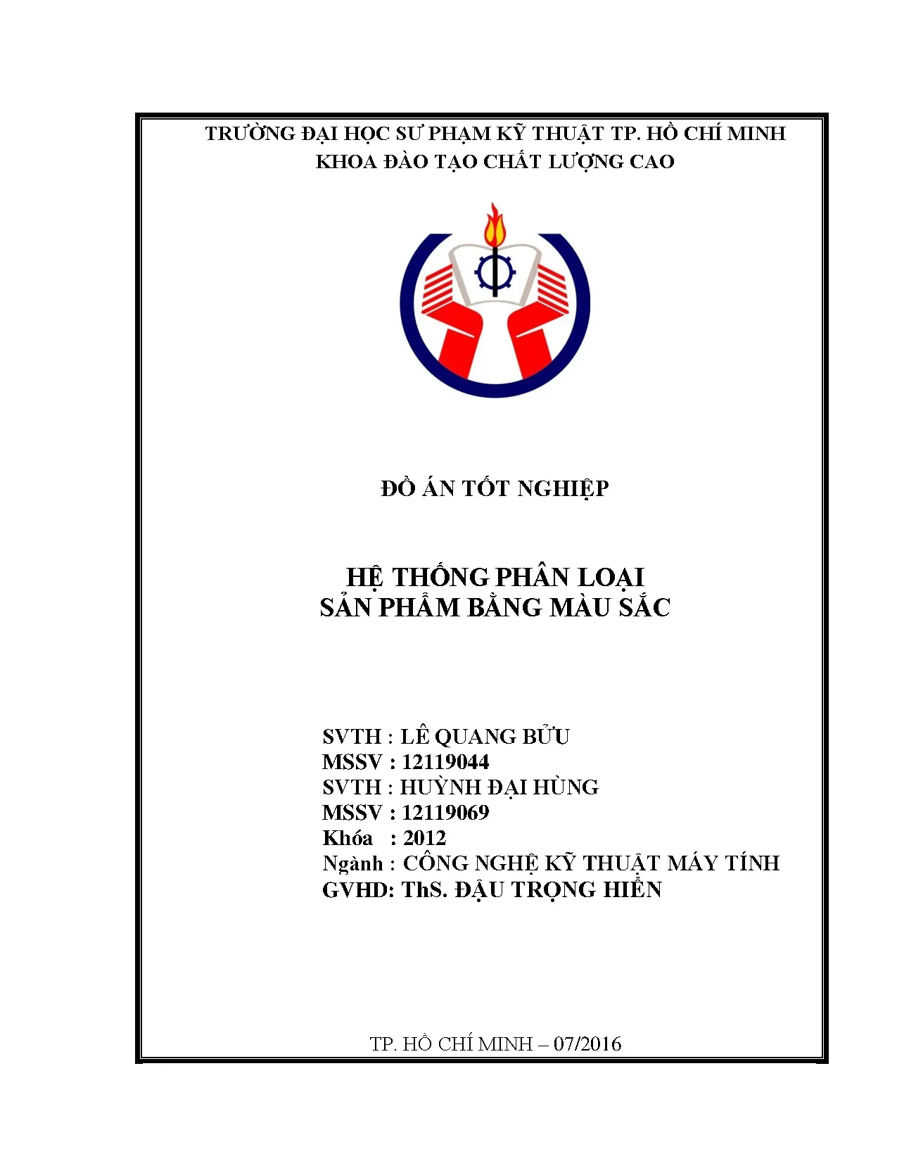 Đồ án tốt nghiệp - Hệ thống phân loại sản phẩm bằng màu sắc