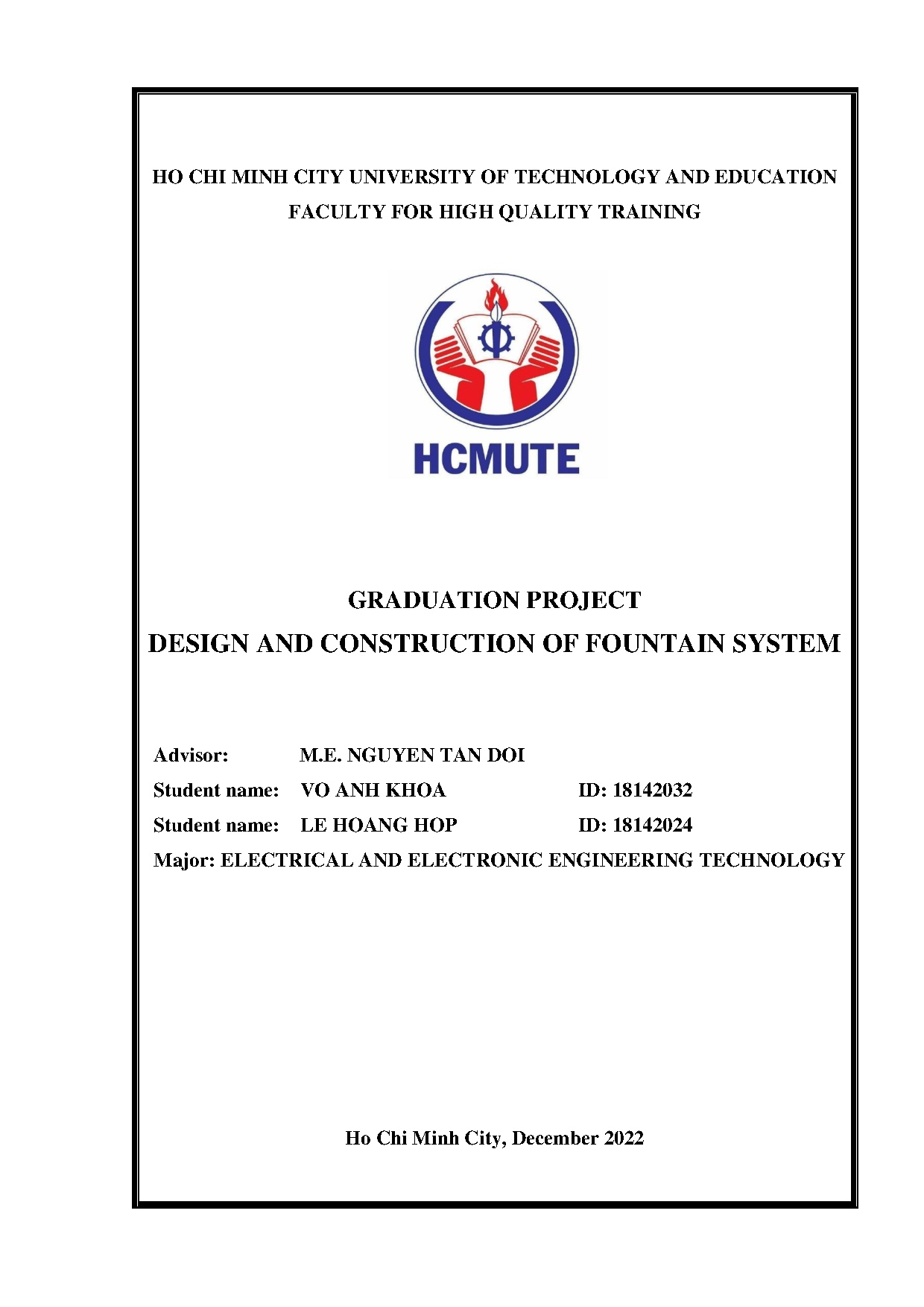Đồ án tốt nghiệp - Design and construction of fountain system