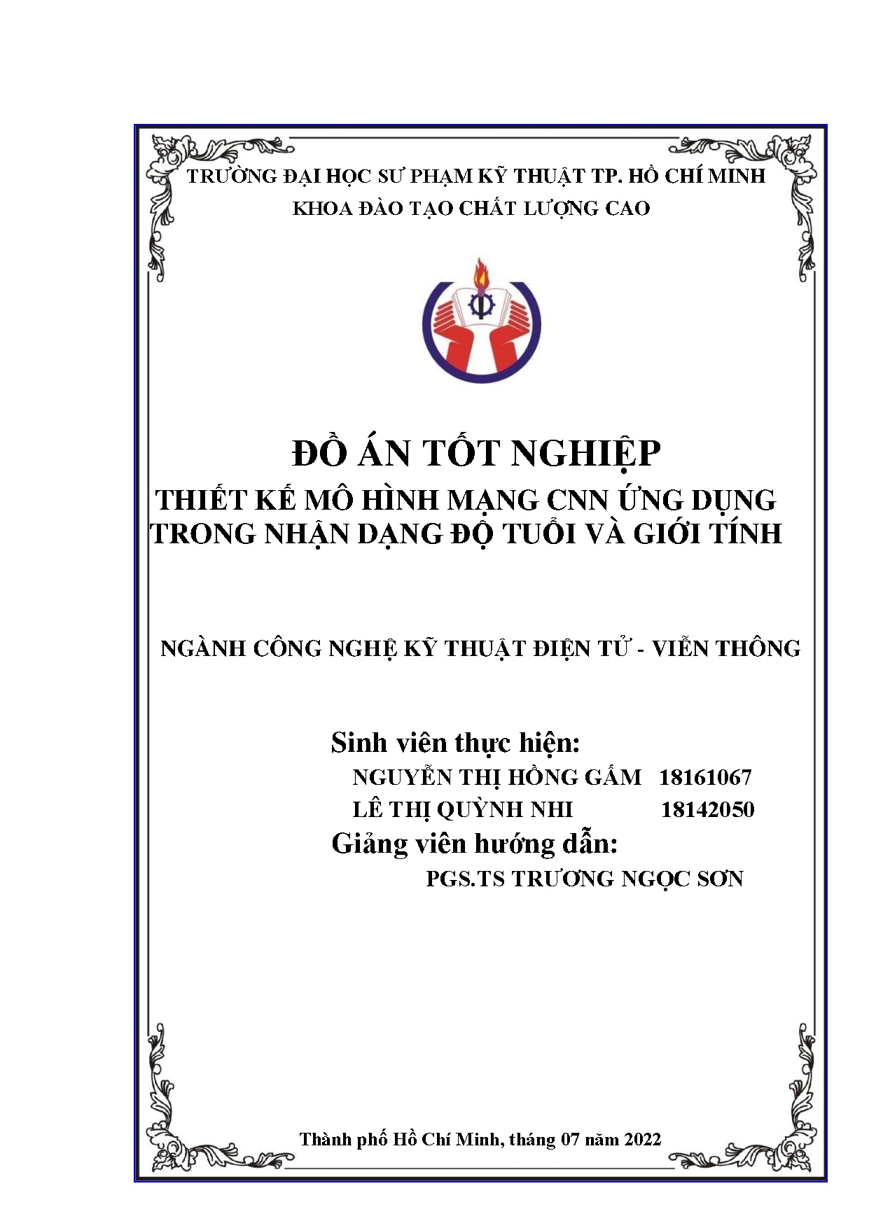 Đồ án tốt nghiệp - Thiết kế mô hình mạng CNN ứng dụng trong nhận dạng độ tuổi và giới tính