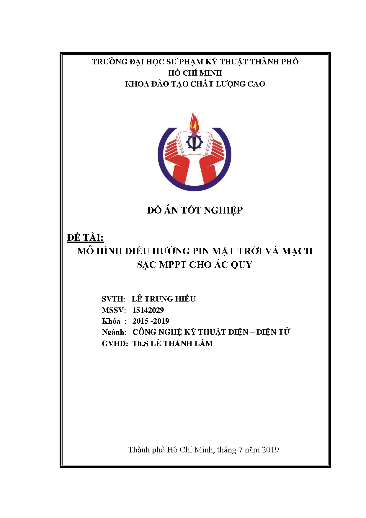 Đồ án tốt nghiệp - Mô hình điều hướng pin mặt trời và mạch sạc MPPT cho ắc quy