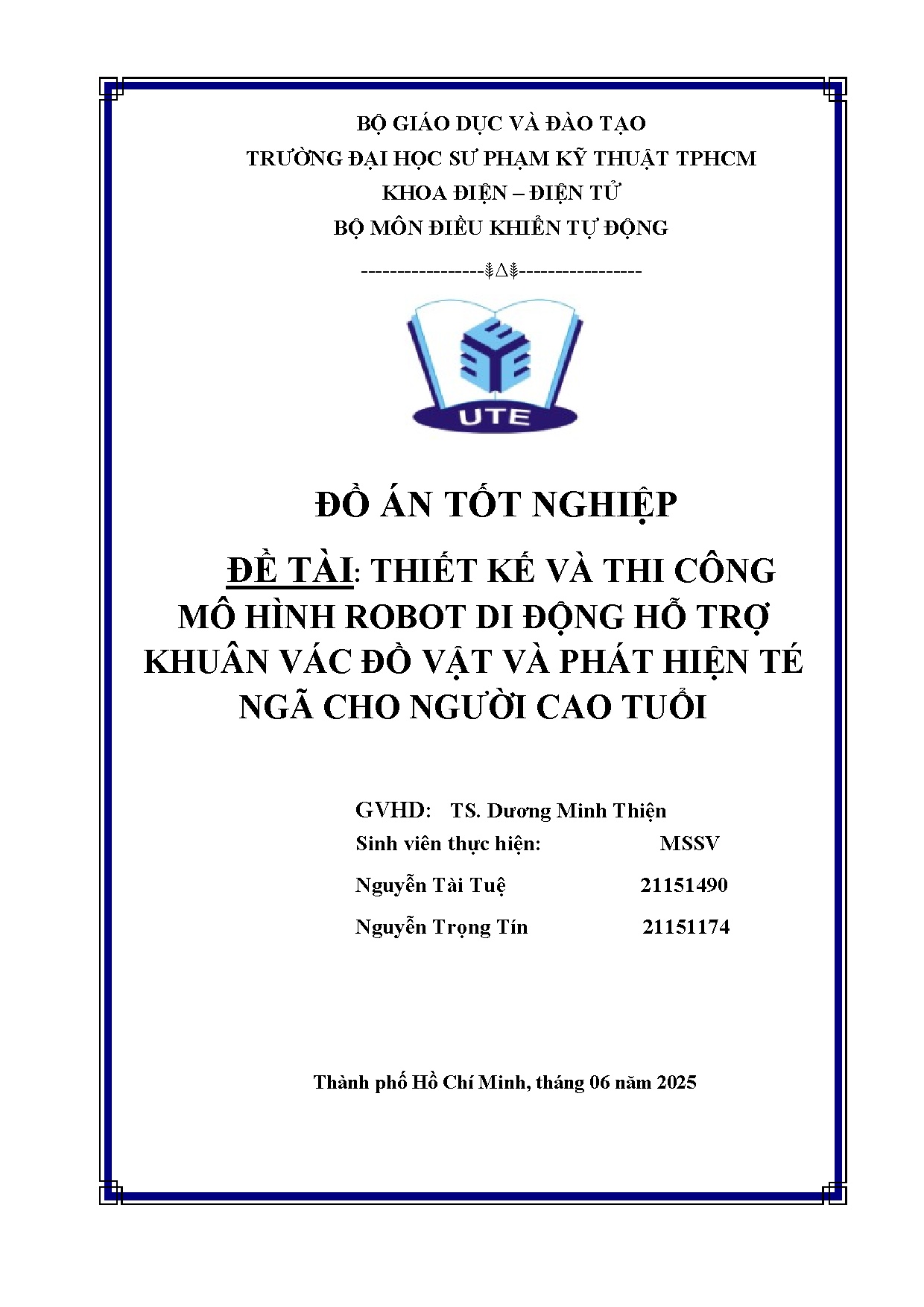 Đồ án tốt nghiệp - Thiết kế và thi công mô hình Robot di động hỗ trợ khuân vác đồ vật và PHTNCNCT