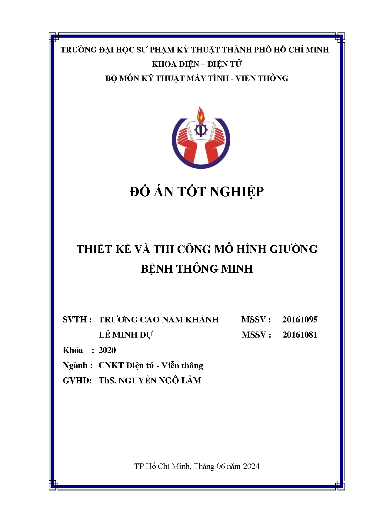 Đồ án tốt nghiệp - Thiết kế và thi công mô hình giường bệnh thông minh