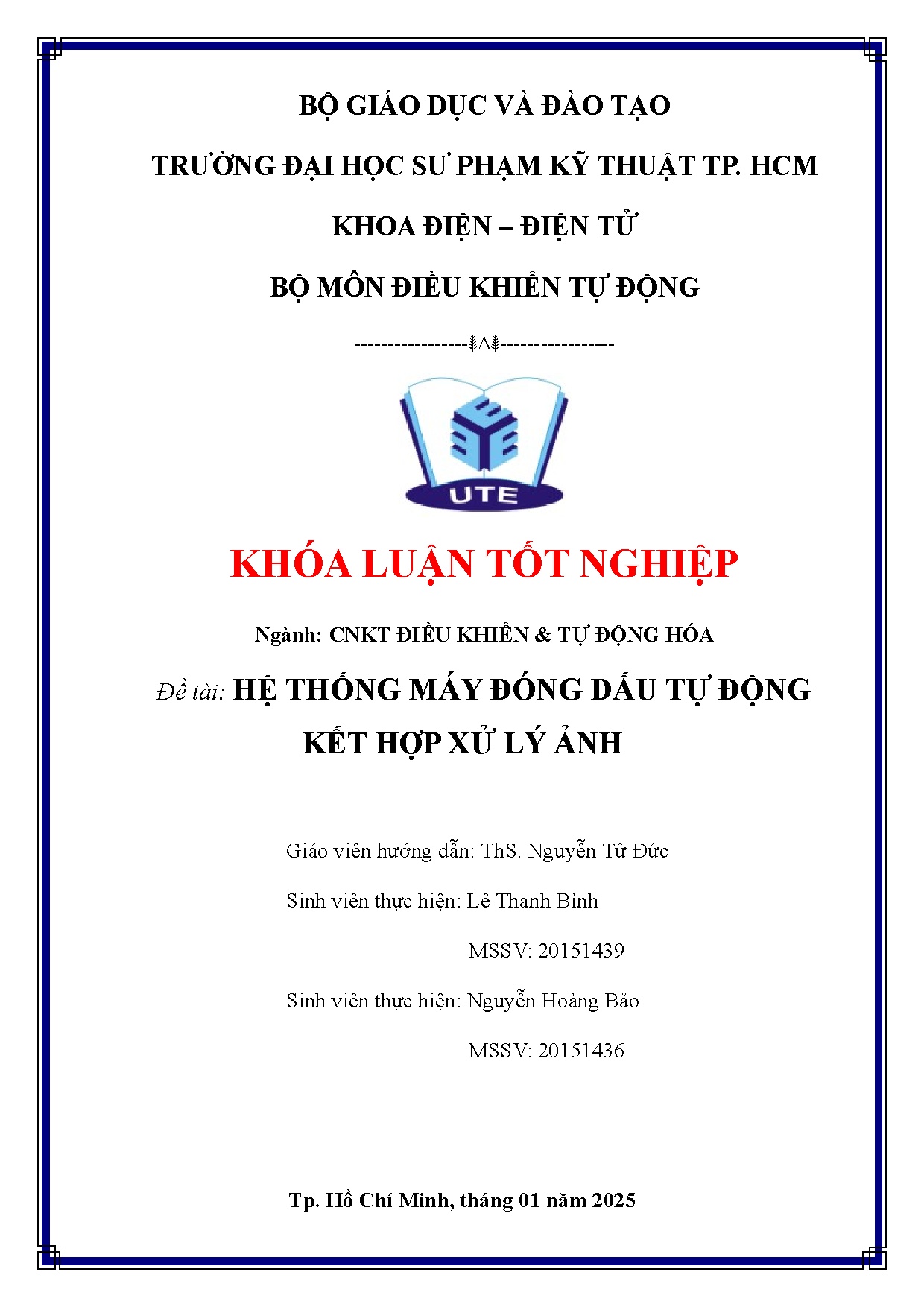 Đồ án tốt nghiệp - Hệ thống máy đóng dấu tự động kết hợp xử lý ảnh