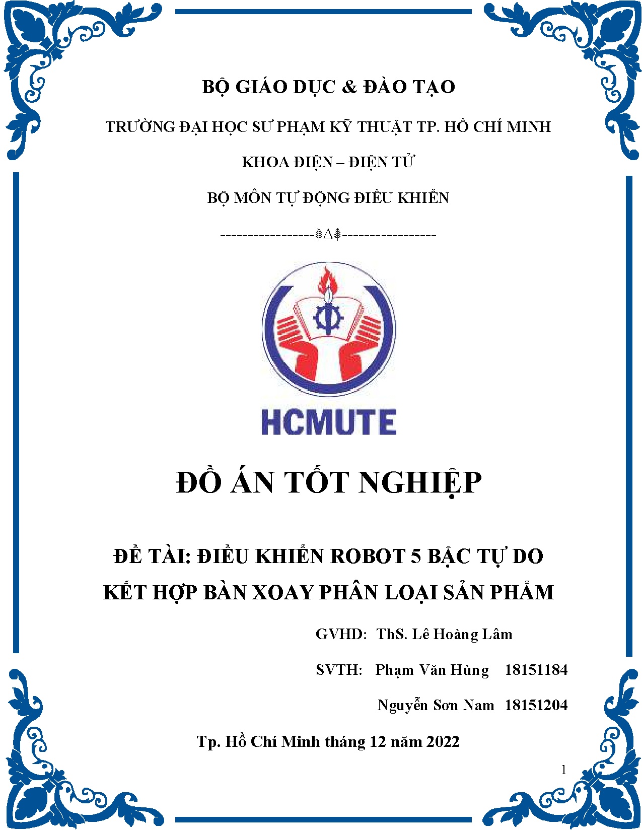 Đồ án tốt nghiệp - Điều khiển robot 5 trục kết hợp bàn xoay phân loại sản phẩm