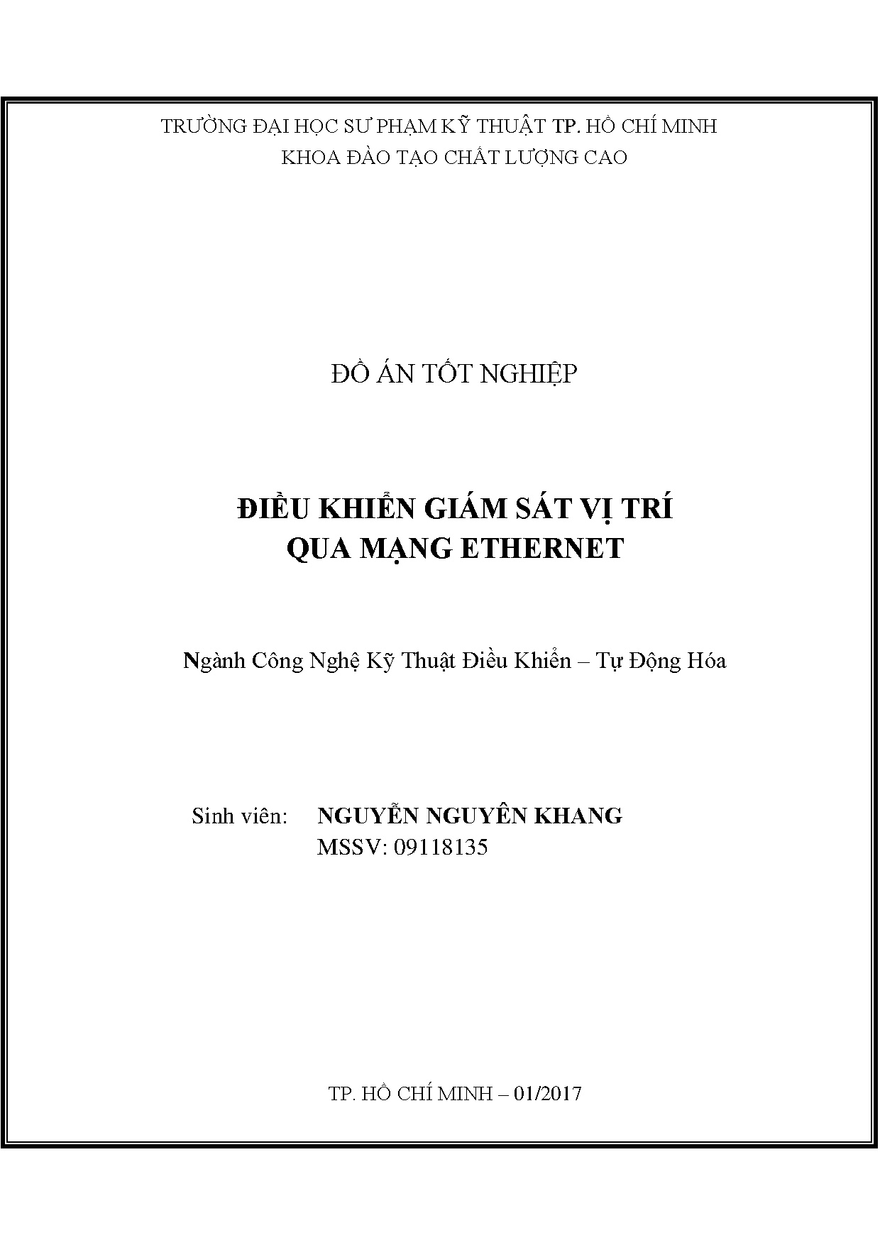 Đồ án tốt nghiệp - Điều khiển giám sát vị trí qua mạng ethernet