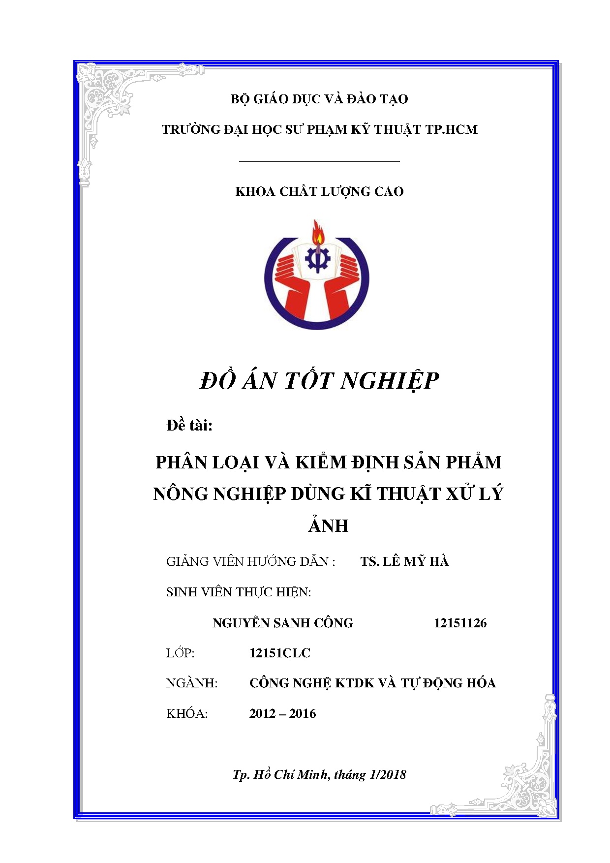 Đồ án tốt nghiệp - Phân loại và kiểm định sản phẩm nông nghiệp dùng kỹ thuật xử lý ảnh