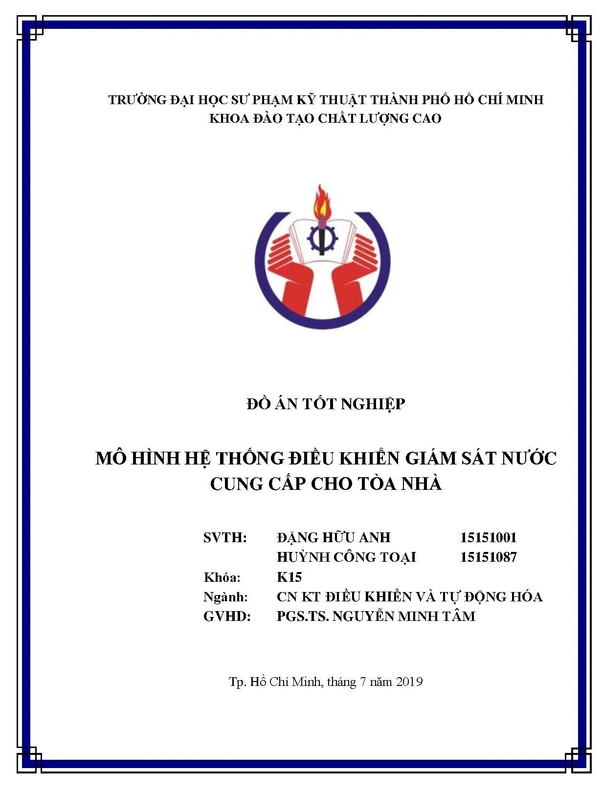 Đồ án tốt nghiệp - Mô hình hệ thống điều khiển giám sát nước cung cấp cho tòa nhà