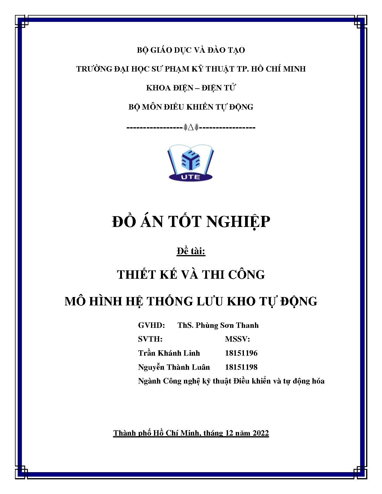 Đồ án tốt nghiệp - Thiết kế và thi công mô hình hệ thống lưu kho tự động