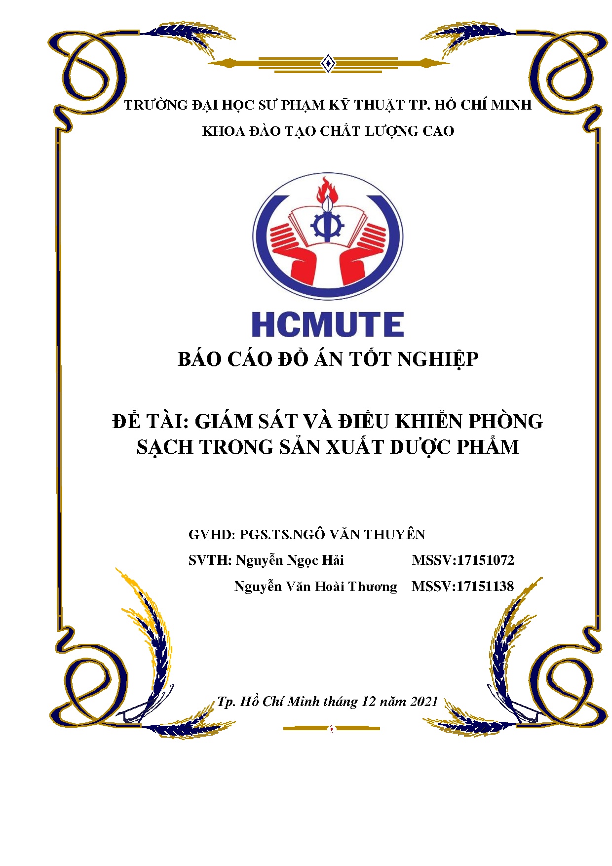 Đồ án tốt nghiệp - Giám sát và điều khiển phòng sạch trong sản xuất dược phẩm