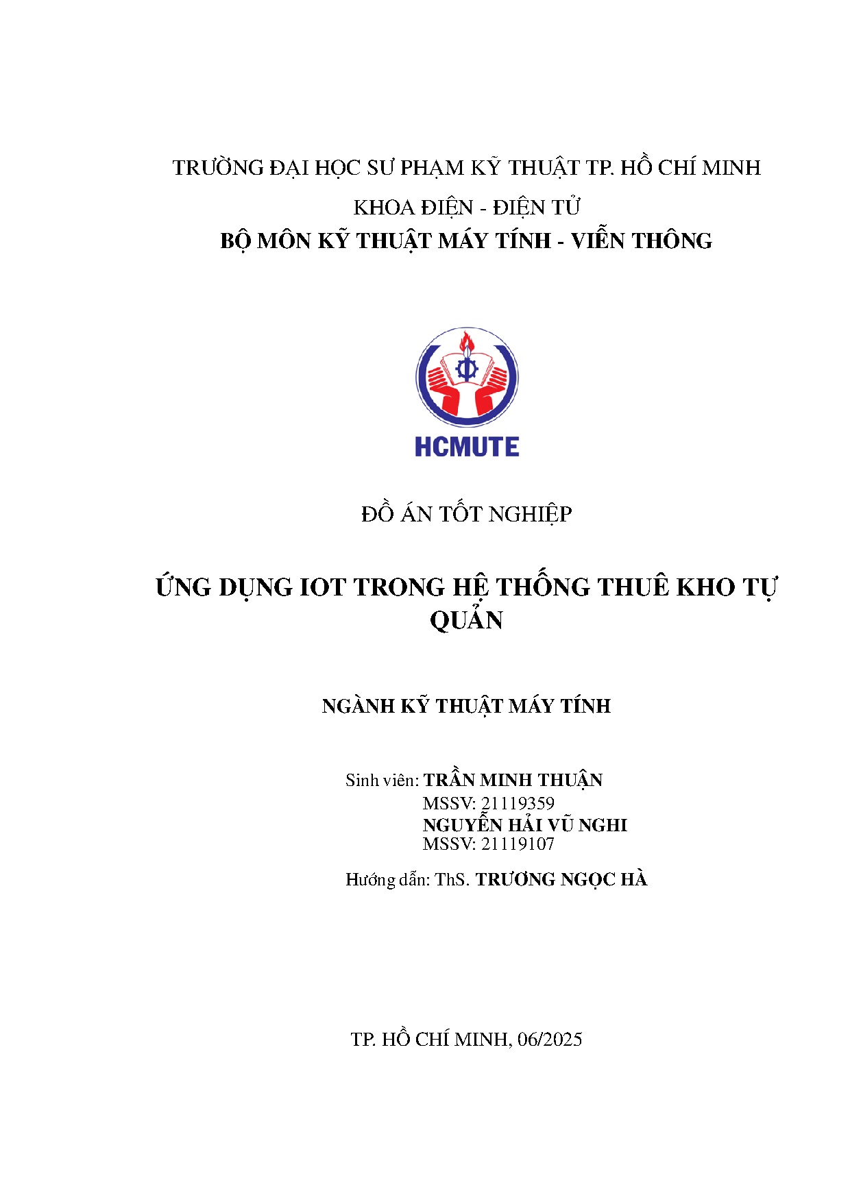 Đồ án tốt nghiệp - Ứng dụng IoT trong hệ thống thuê kho tự quản